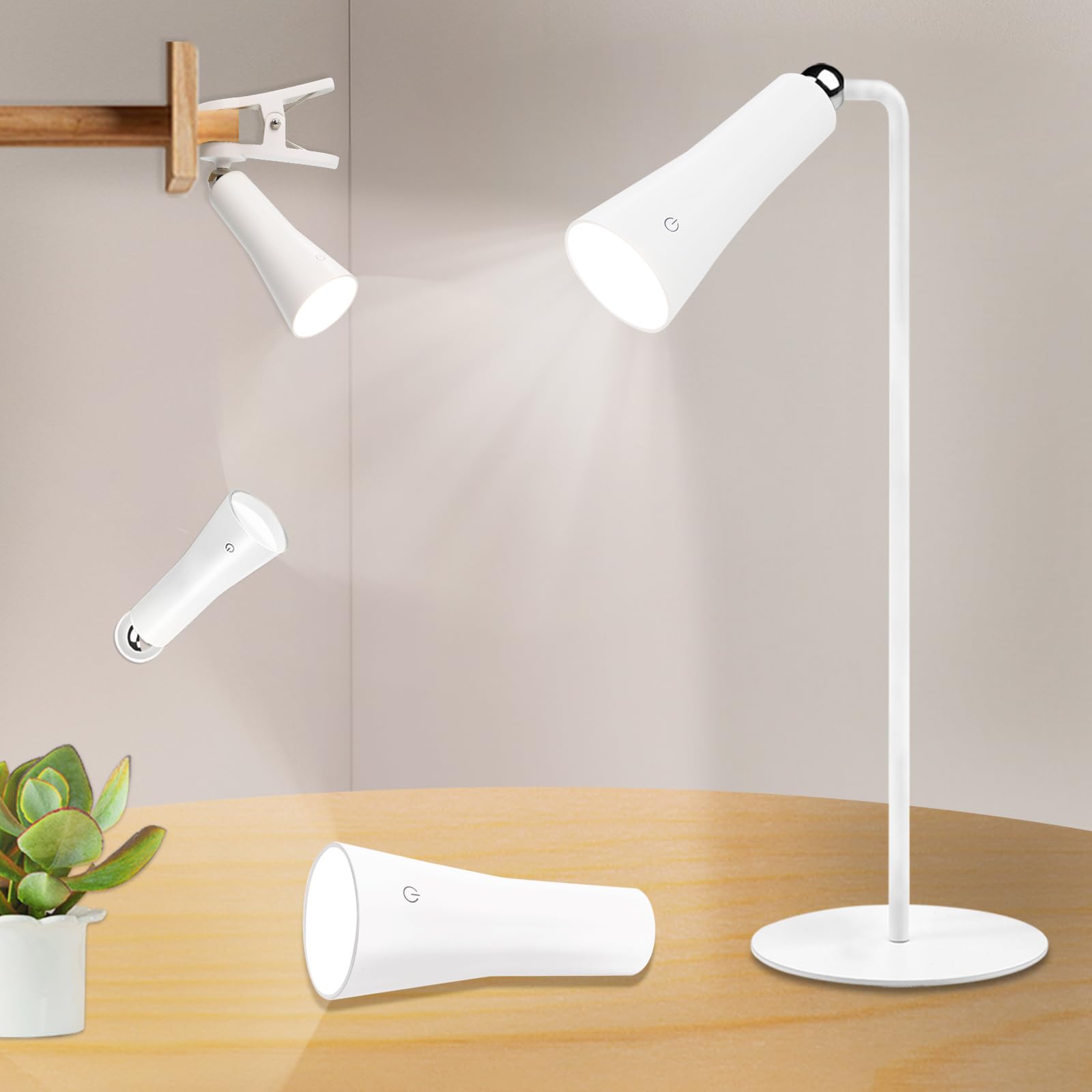 Wireless LED Desk Lamp for Home Office - 3 Color Modes, Touch Control, Magnetic Base | Eye-Caring Reading Light for Study, Work & Bedside Use