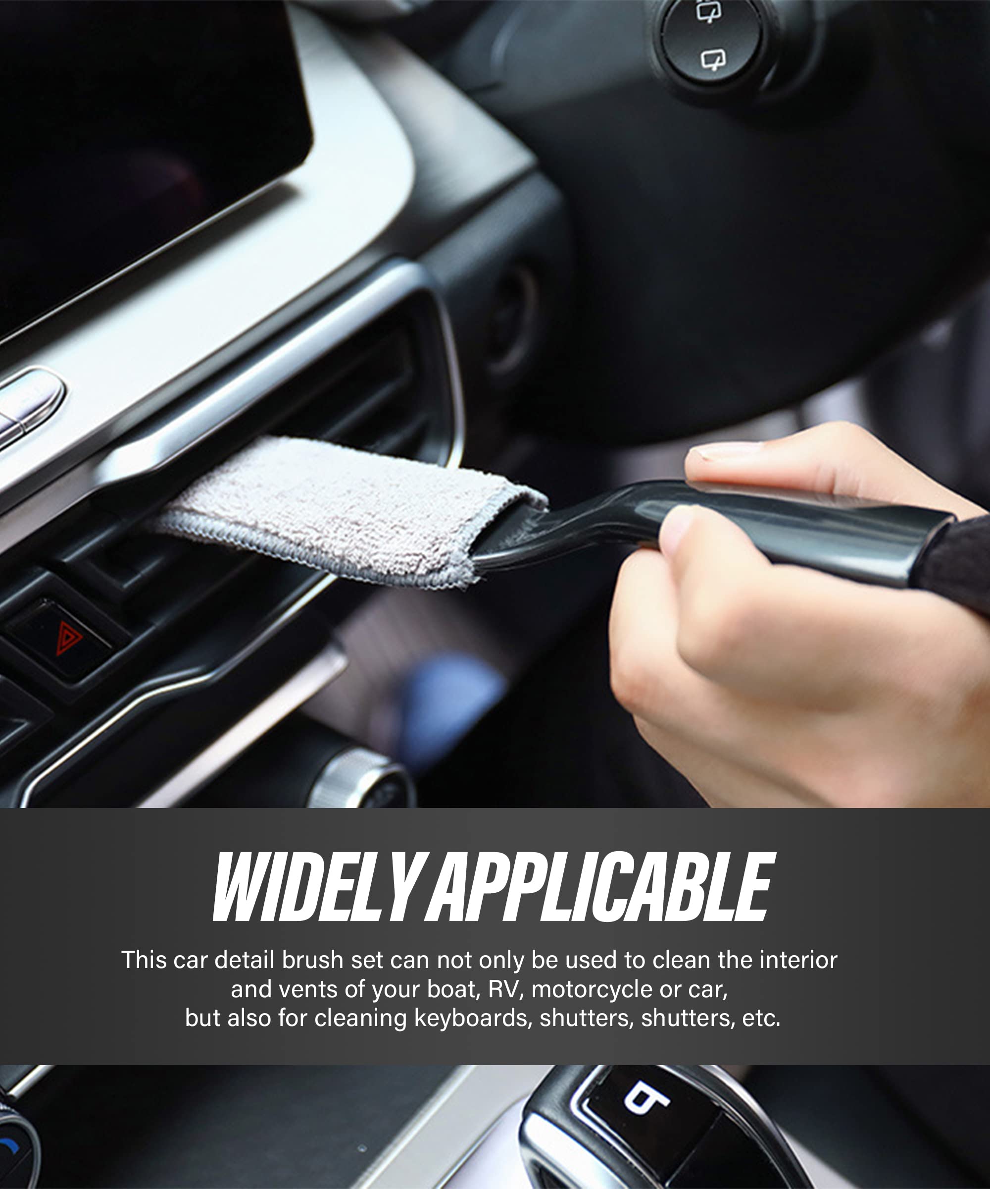 2-in-1 Car Duster Brush - Dual Head Auto Interior Detailing Tool for Car Cleaning (Black)
