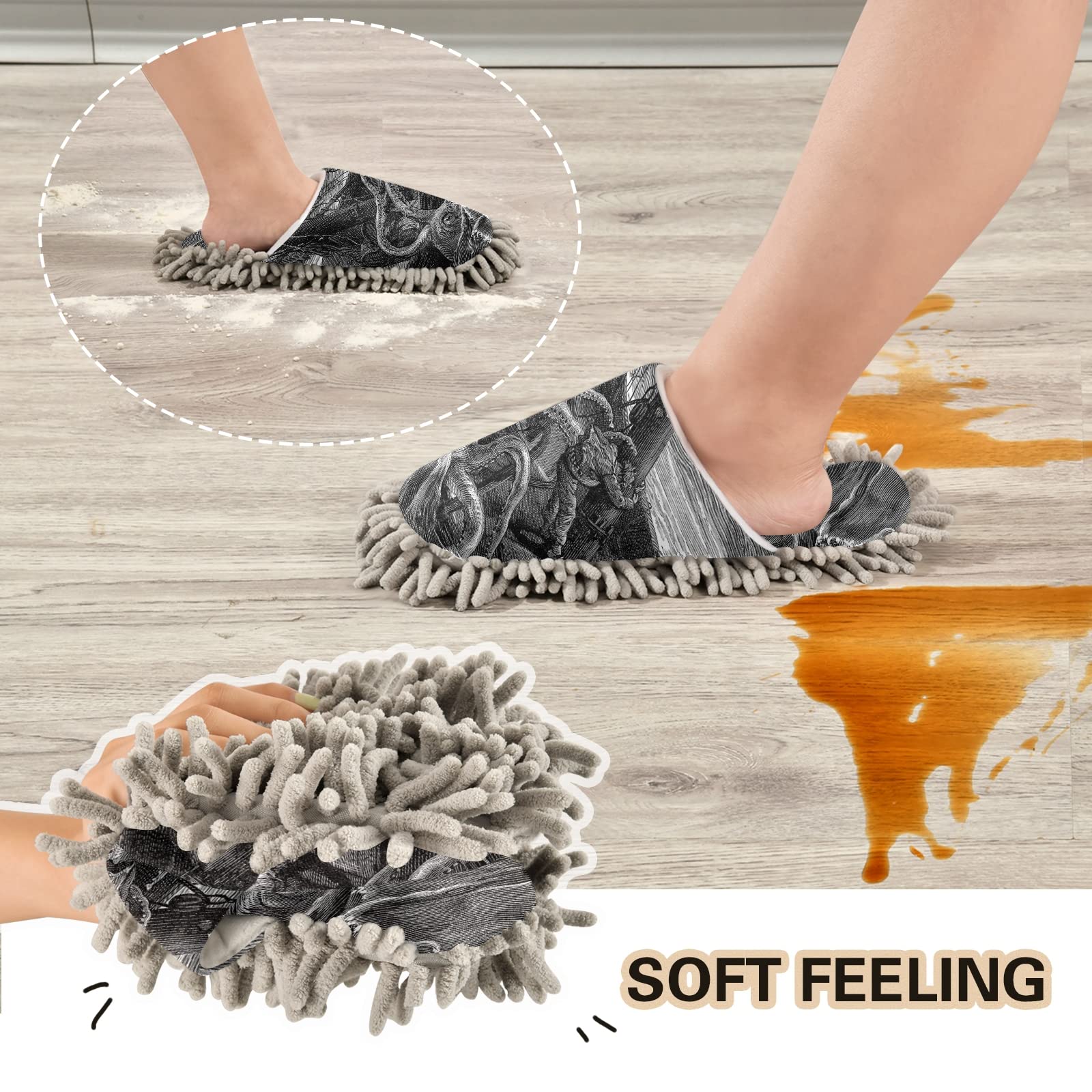 Unisex Mop Slippers for Cleaning - Soft House & Spa Dusting Shoes (Size M-L) | Perfect for Quick Floor Cleaning & Relaxing at Home