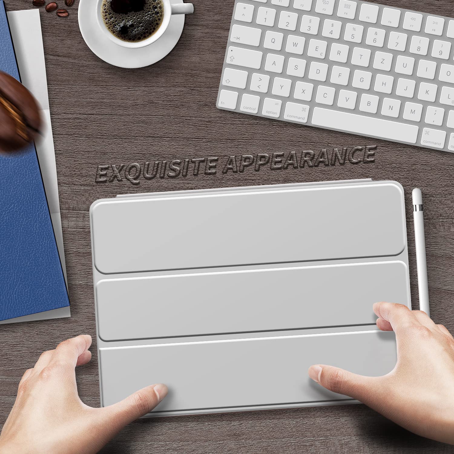 Premium KENKE iPad Air 11 Inch Case (M3/M2 2025/2024) & iPad Air 5th/4th Gen 10.9 Inch (2022/2020) - Slim Trifold Stand Cover with Apple Pencil Holder, Shockproof Protection & Auto Sleep/Wake Feature (Gray) - Perfect for Work, Travel & School Use