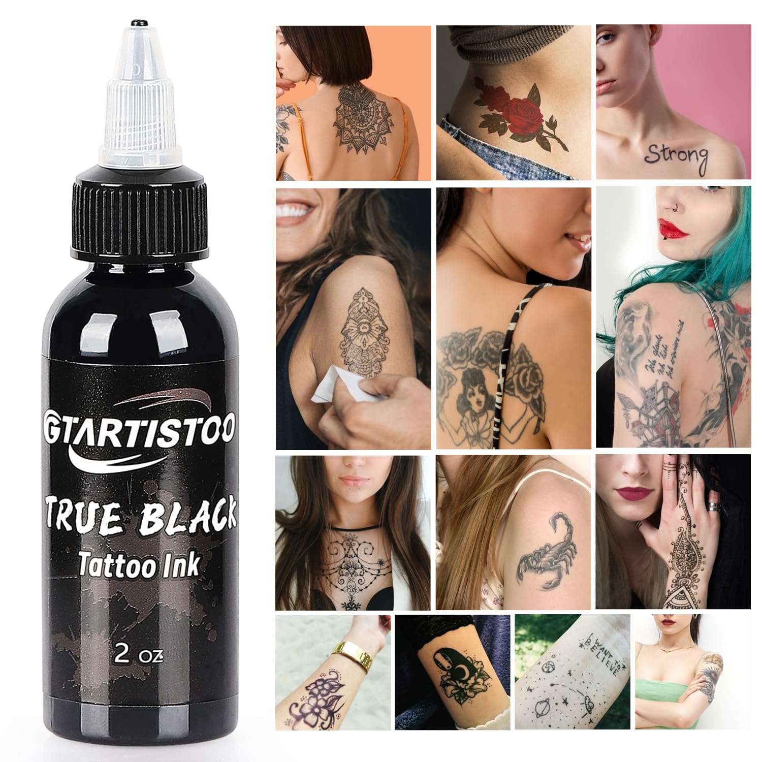 Premium Black Ink 2oz (60ml) - Professional Vegan-Friendly Pigment Ink for Calligraphy, Tattoo & Art Supplies | Ideal for Artists, DIY Crafts & Permanent Marking