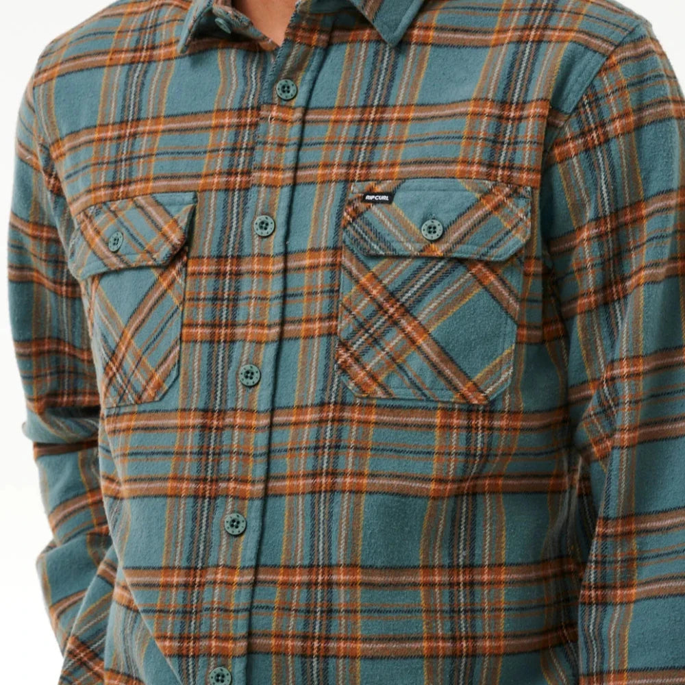 Rip Curl Griffin Long Sleeve Flannel Shirt for Men - Soft & Comfortable Plaid Button-Up - Perfect for Outdoor Adventures & Casual Wear