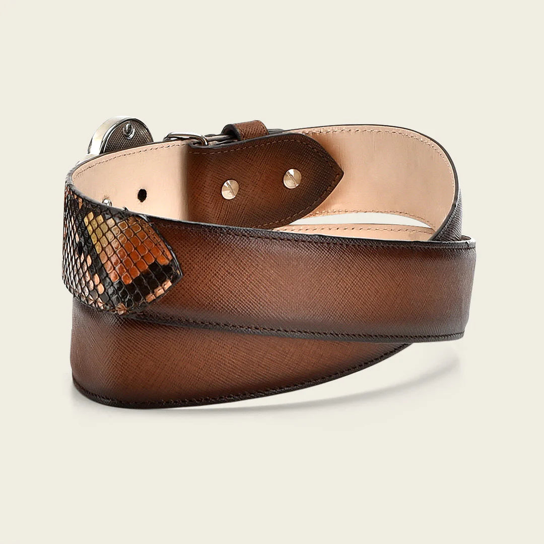 CDA28PH Genuine Python Skin Western Cowgirl Belt for Women - Handcrafted Leather Fashion Accessory for Rodeo, Country Music Concerts & Cowboy Boots Outfits
