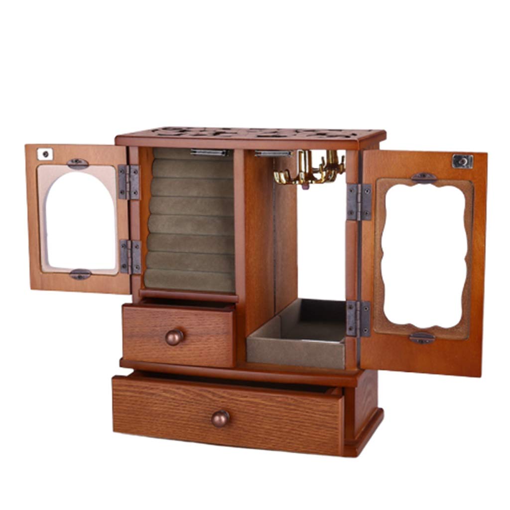 Chinese Style Wooden Jewelry Box - Large Capacity Cosmetic & Essential Oil Storage Organizer with Earring Display, Wedding Gift, Durable Anti-Deformation Design for Home Decor and Jewelry Organization