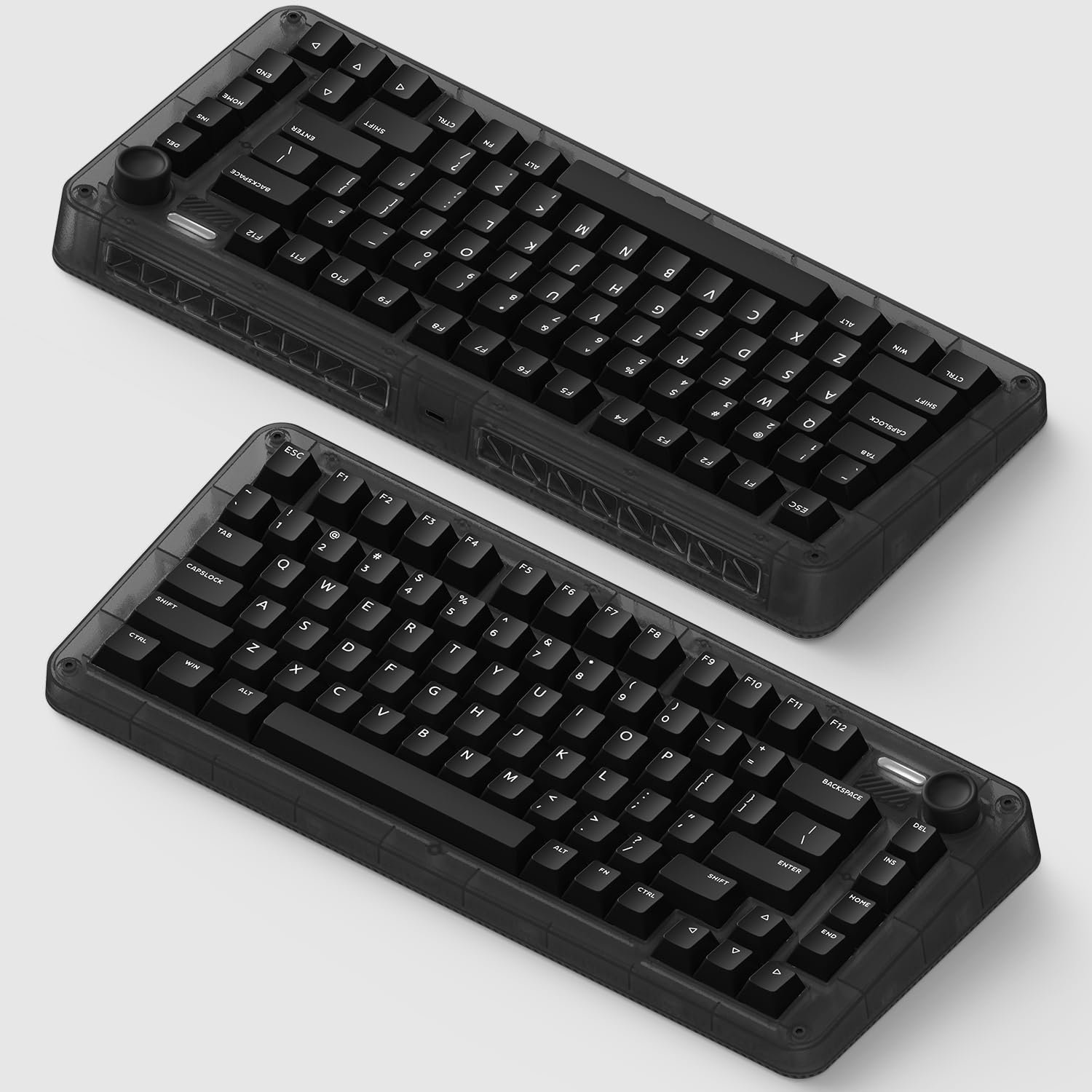 iQunix ZX75 Dark Side 75% RGB Mechanical Keyboard with Volume Knob - 81 Keys Hot-Swappable TTC Gold Pink Switches, Wireless Bluetooth 5.1, 2.4GHz & Wired Connectivity for Windows/Mac - Perfect for Gaming, Coding & Office Work