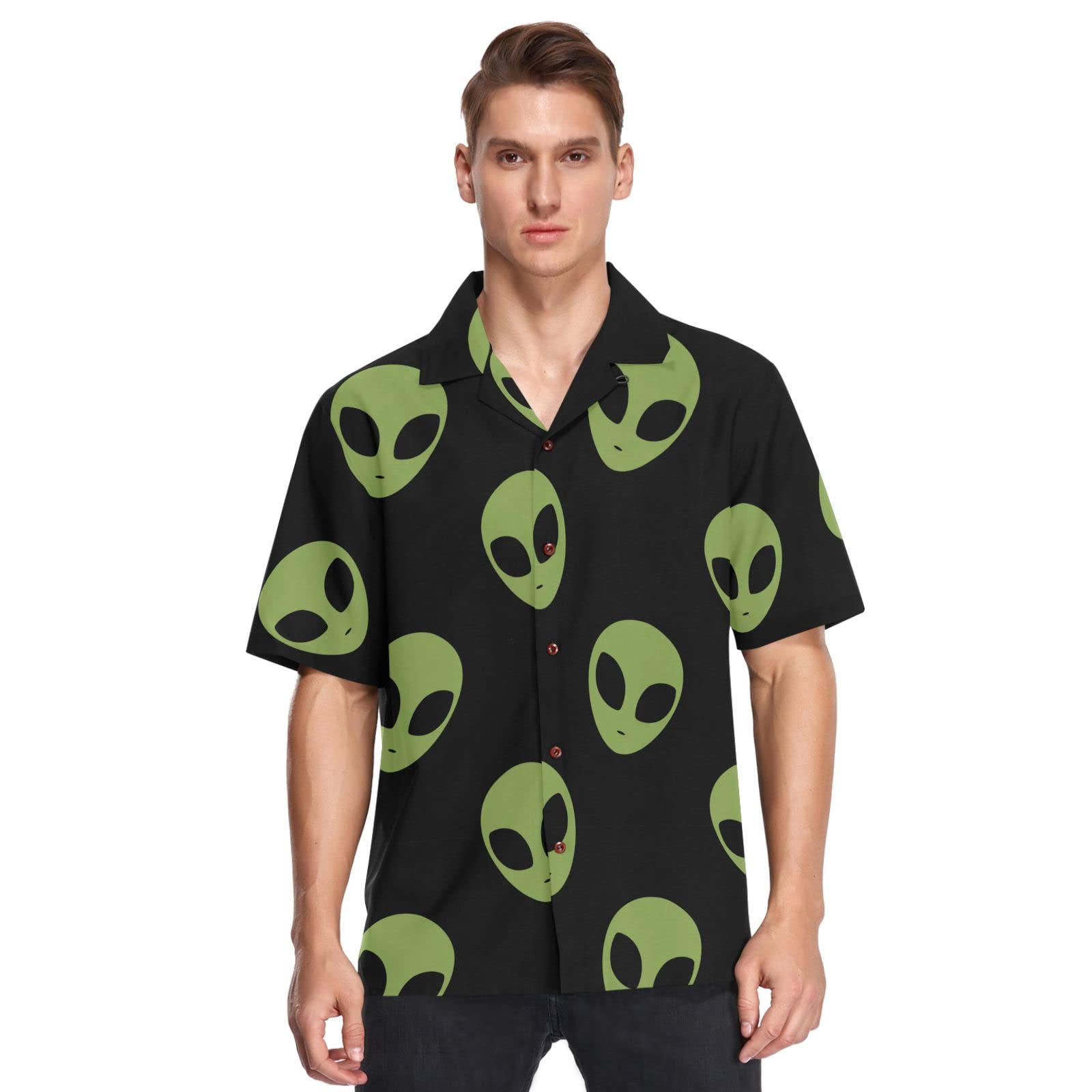 Star Wars Green Aliens Hawaiian Shirt for Men - Summer Casual Button Down Shirt with Fun Print | Perfect for Beach Vacation, Cosplay & Themed Parties