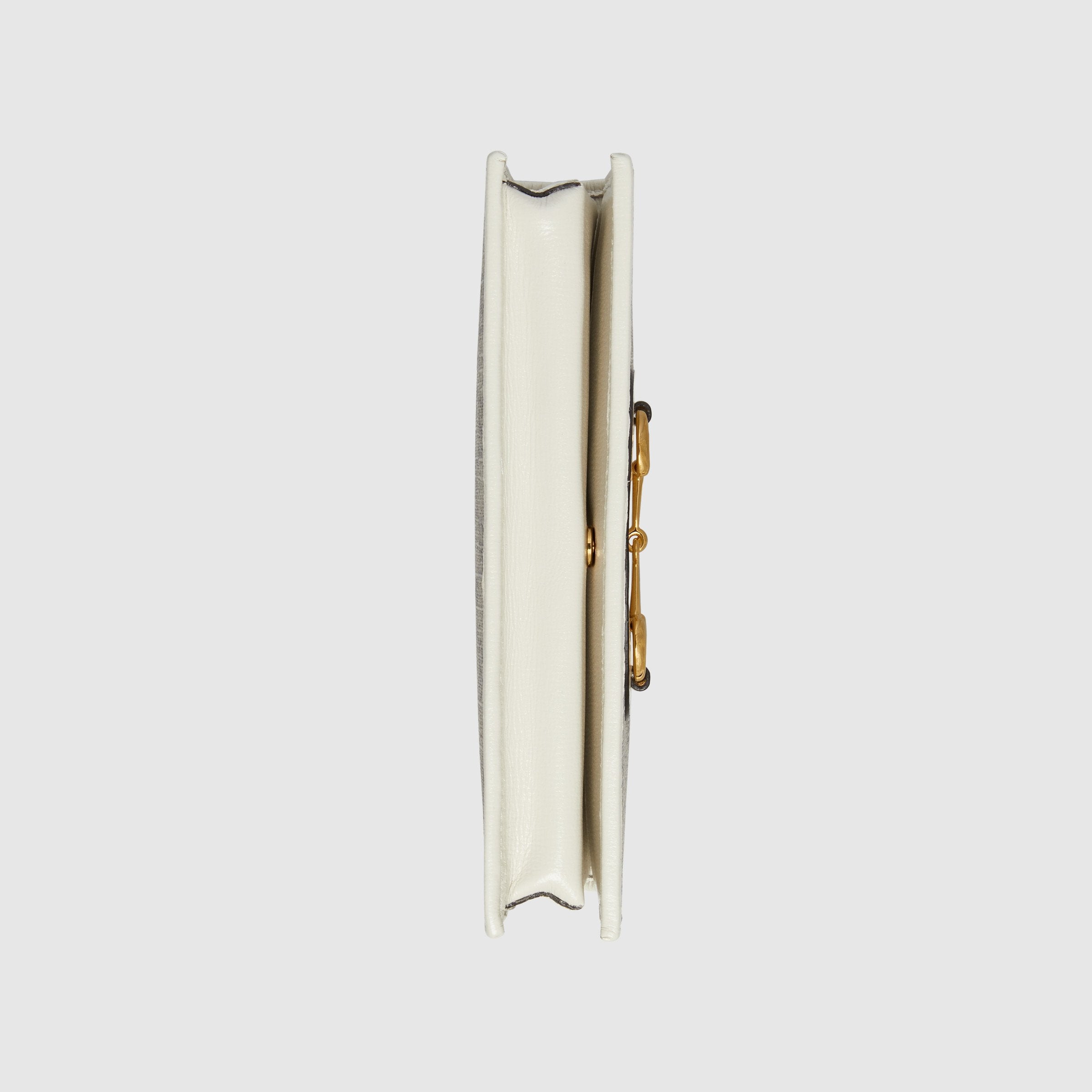 Gucci 1955 Horsebit Wallet With Chain GG Supreme White Crossbody Bag - Luxury Designer Wallet for Women, Perfect for Parties, Travel & Everyday Use
