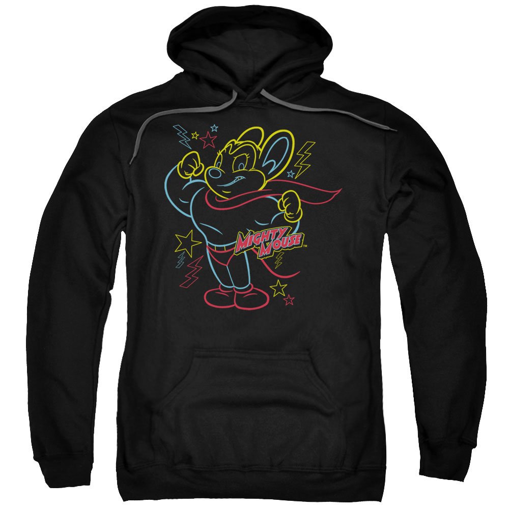Mighty Mouse Men's Neon Hero Pullover Hoodie - Stylish & Comfortable Graphic Hooded Sweatshirt for Casual Wear, Street Fashion & Gifts