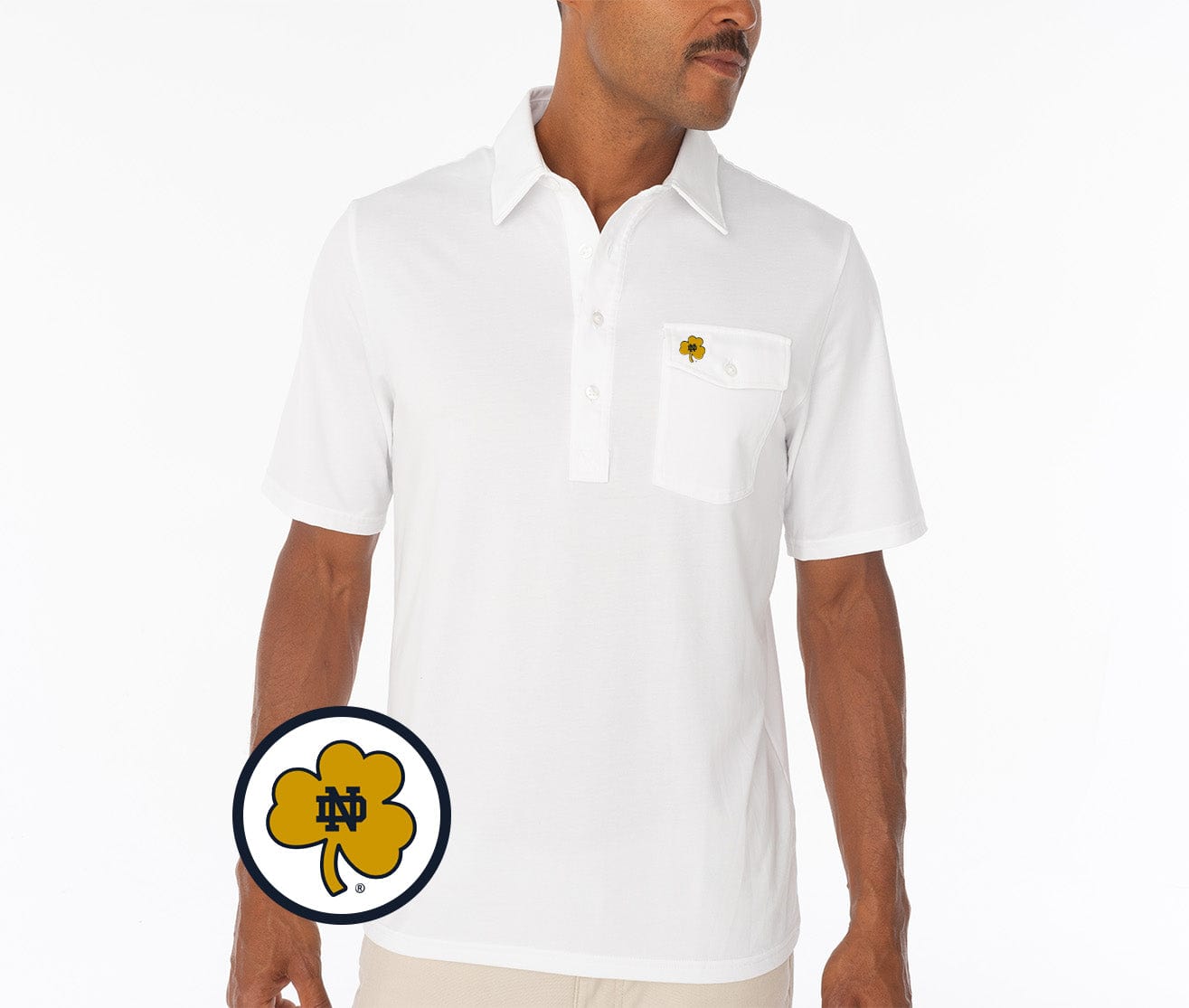 Notre Dame Coach's Performance Players Shirt - Clover White - Breathable Athletic Shirt for Football Training & Game Day