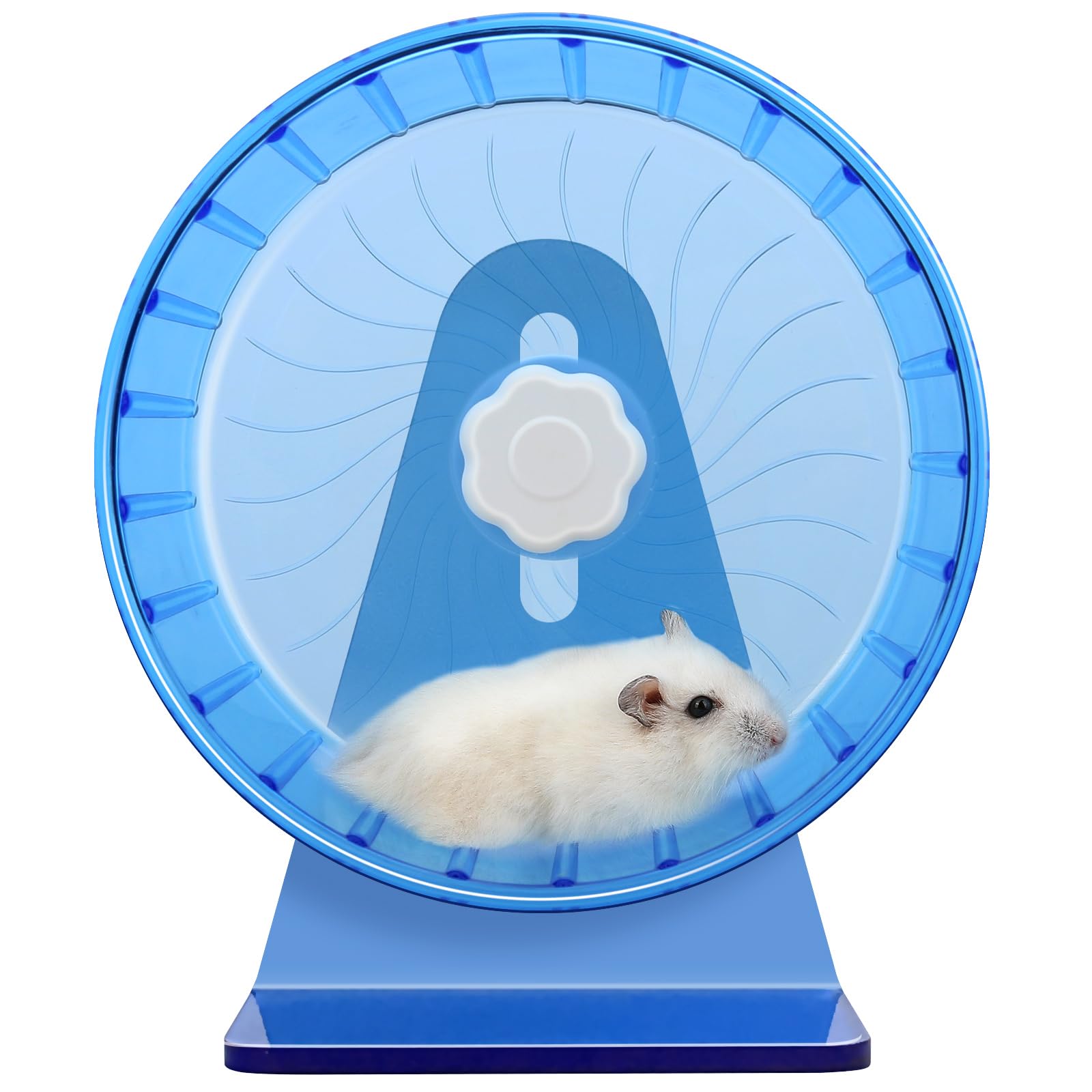 Silent Hamster Exercise Wheel - 5.5 Inch Blue Quiet Spinning Wheel for Hamsters, Gerbils & Small Pets with Adjustable Stand - Perfect for Cage Accessories & Nighttime Play