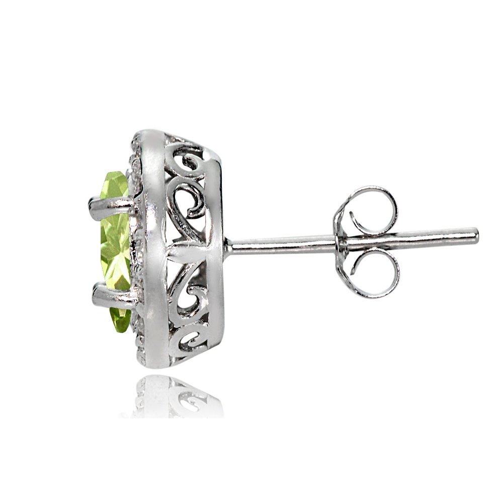 Genuine Sterling Silver Oval Halo Stud Earrings with Natural/Created Gemstones - Perfect for Weddings, Parties & Everyday Elegance