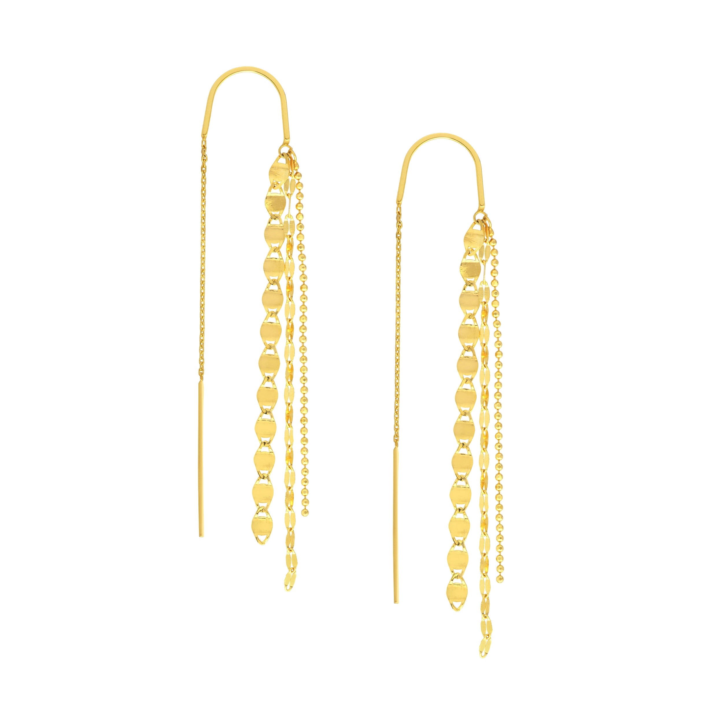 14K Gold Multi Chain Threader Earrings for Women - Elegant Dainty Layered Ear Jewelry for Everyday Wear & Special Occasions