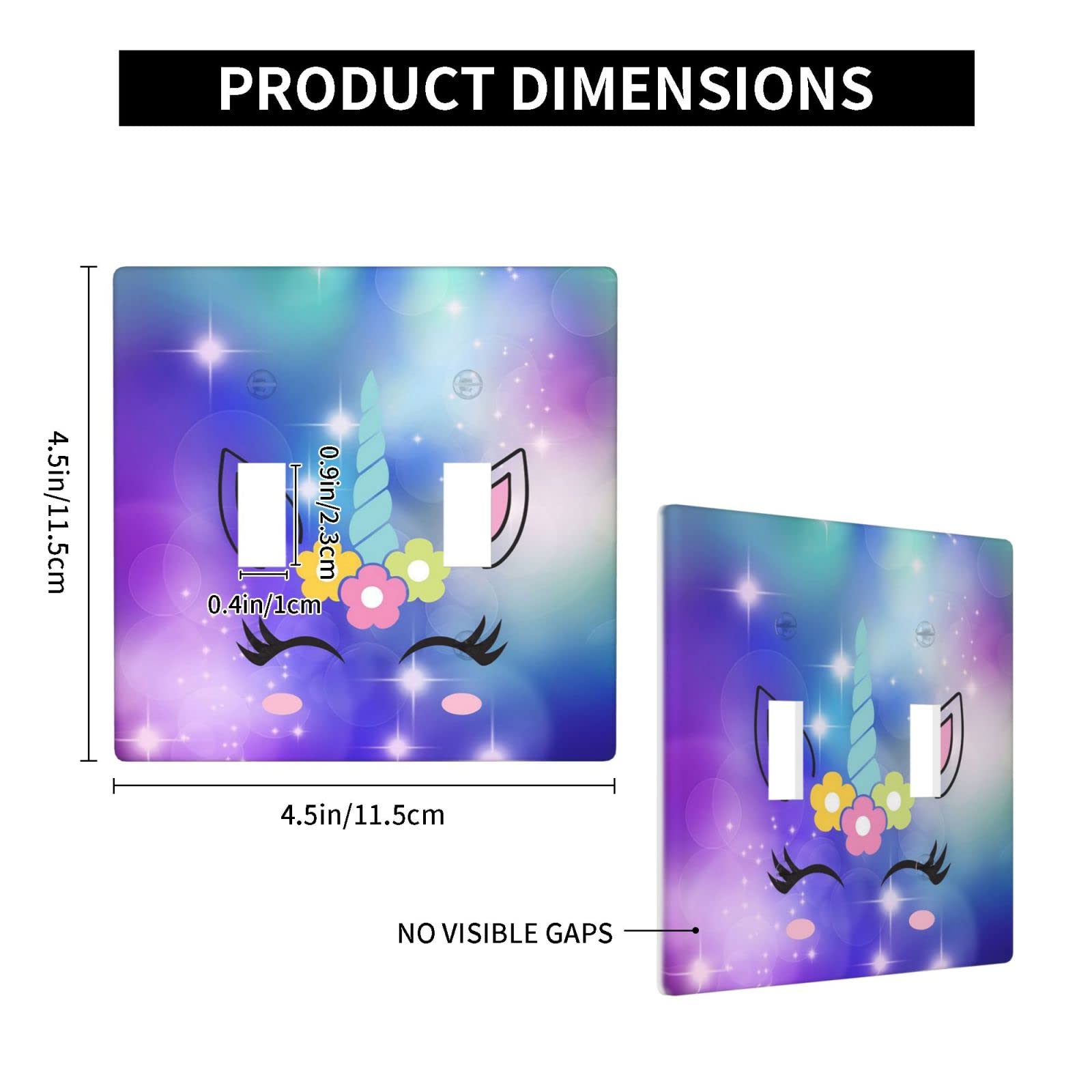 Cute Purple Unicorn Double Toggle Light Switch Cover - 2 Gang Decorative Wall Plate for Girls Kids Room & Bedroom Decor - Durable Two Light Switch Design - Perfect for Nursery, Playroom & Home Decor