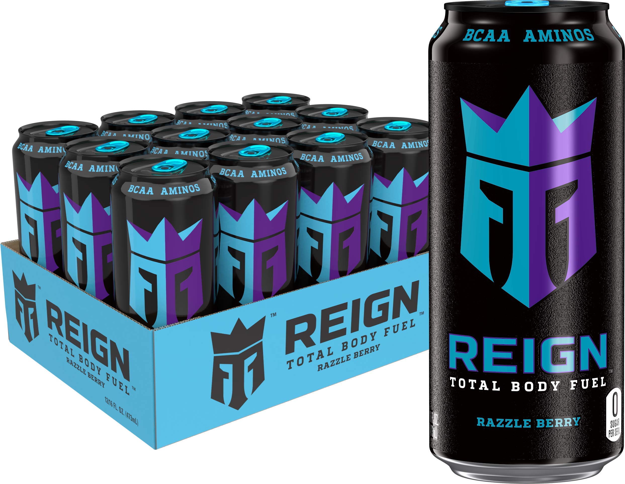 Reign Total Body Fuel Razzle Berry Energy Drink - 16oz (Pack of 12) | Electrolyte-Rich Fitness & Performance Beverage for Workouts, Sports & Active Lifestyle | Delicious Berry Flavor