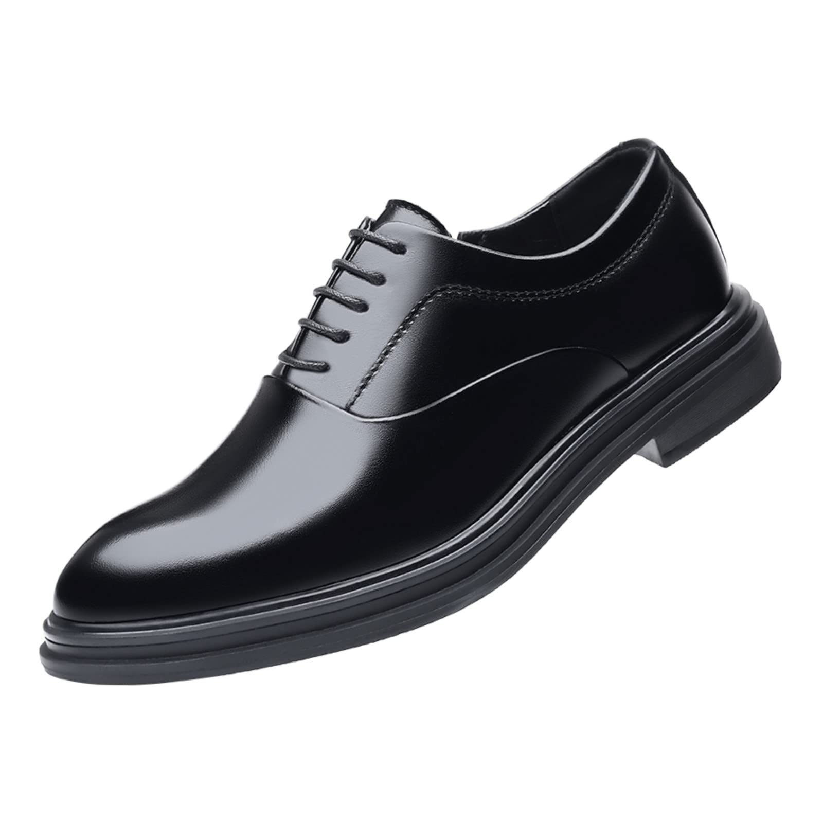Men's Brown Leather Dress Shoes - Slip On Business Shoes for Men with Low Heel & Pointed Toe - Perfect for Office, Wedding & Formal Events