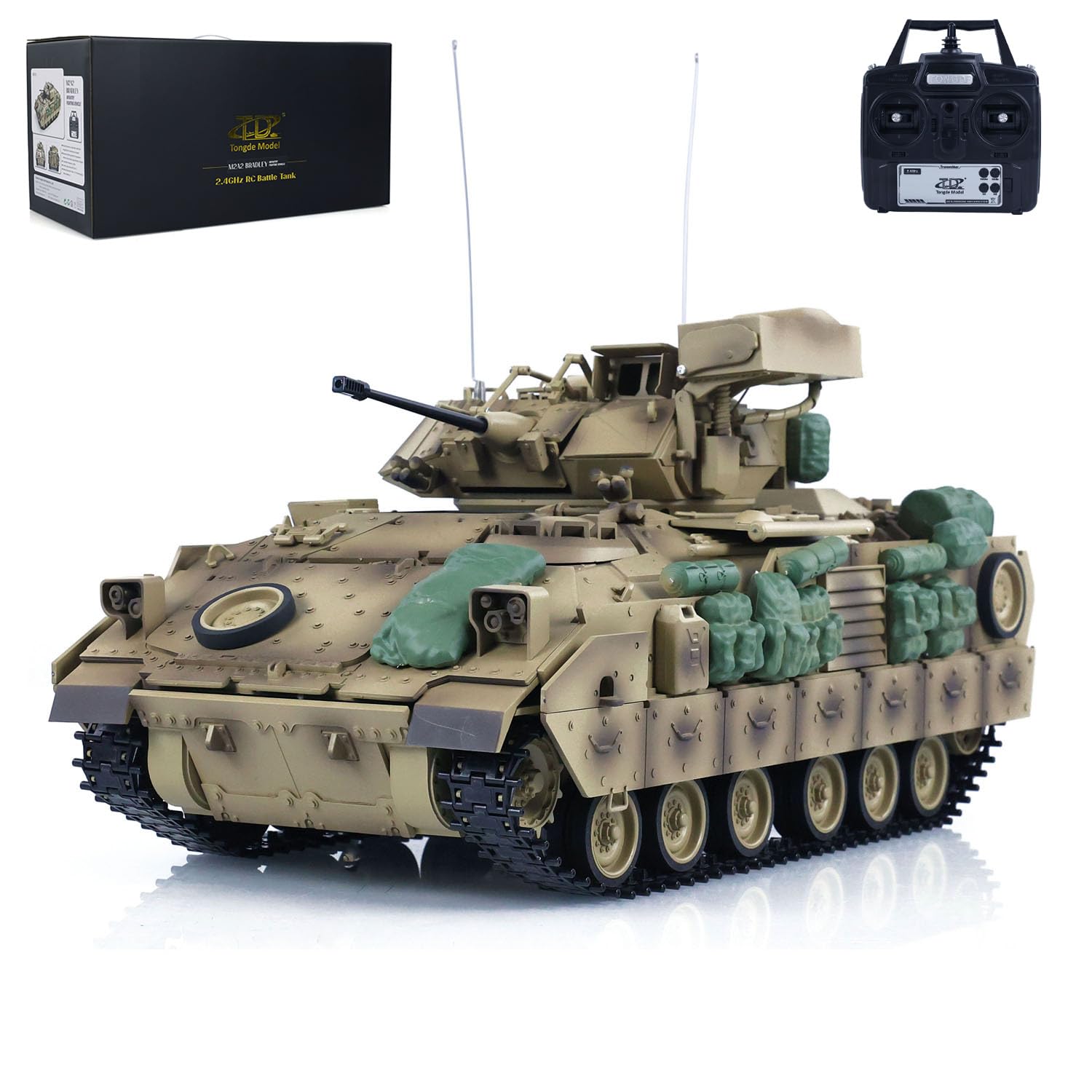 TOUCAN 1/16 Scale RC Tank M2A2 Bradley with Infrared Battle System & Barrel Recoil - Electric Remote Control Military Model Tank for Hobbyists & Collectors | Perfect for Battle Simulation, Outdoor Play & Display