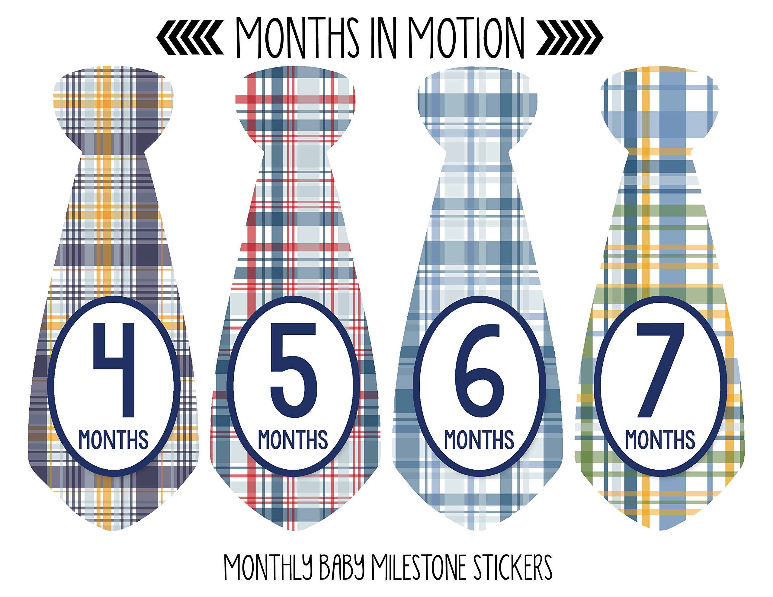 Baby Monthly Milestone Necktie Stickers - Newborn Boy Photo Props - Set of 20 Adhesive Month Stickers for Baby's First Year - Perfect for Monthly Photos, Scrapbooking & Memory Keepsakes