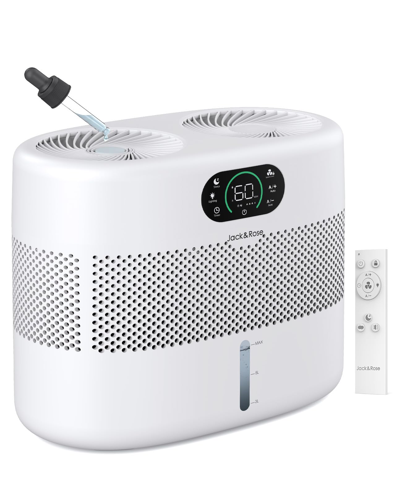 Reusable Wick Evaporative Humidifier for Large Bedrooms - 800ml/h Output, 3 Speed Settings, 2 Gallon Capacity with Auto Shut-Off & Timer | Quiet Operation, No White Dust | Perfect for Baby Nurseries, Home Offices & Dry Climate Relief