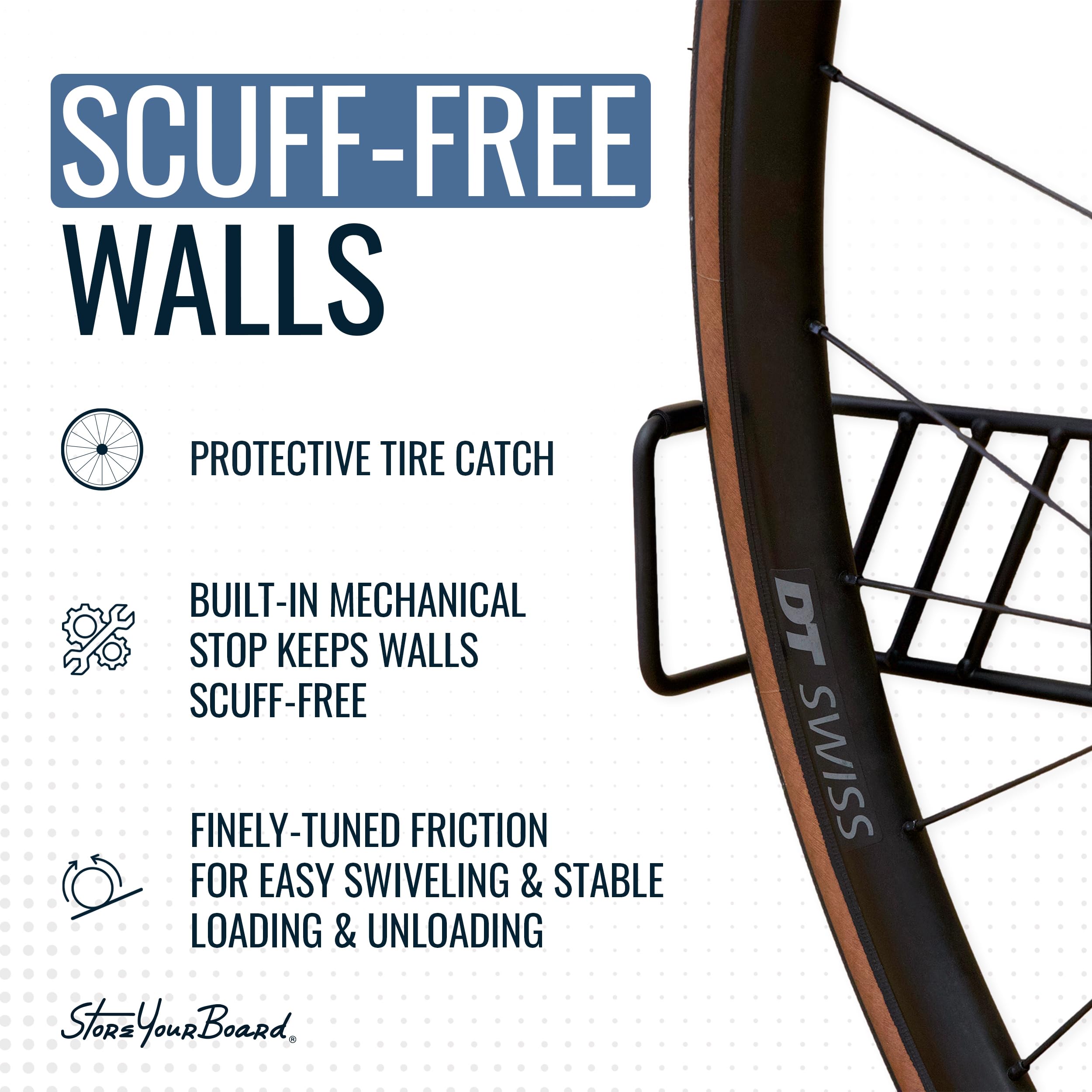 StoreYourBoard SwivelStow Heavy Duty Bike Wall Mount 2-Pack - No Lift Swivel Storage Rack for Mountain Bikes & eBikes - Space Saving Garage Bike Organizer for Home, Apartment & Cycling Enthusiasts
