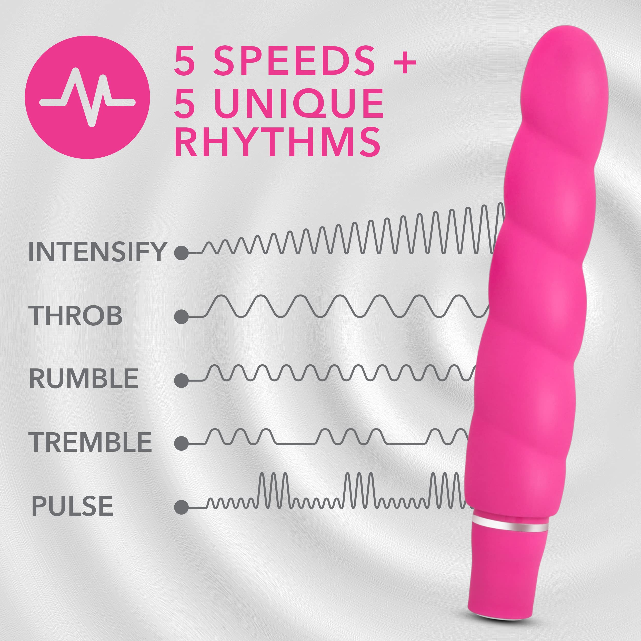 Blush Novelties Luxe Anastasia - 6.5 Inch 10-Speed Vibrating Spiral Platinum Silicone AA Battery Powered Vibrator - Ribbed Stimulator for G-Spot & Clitoral Pleasure - IPX7 Waterproof Sex Toy for Women & Couples - Pink - Perfect for Shower Play & Sensual Massage