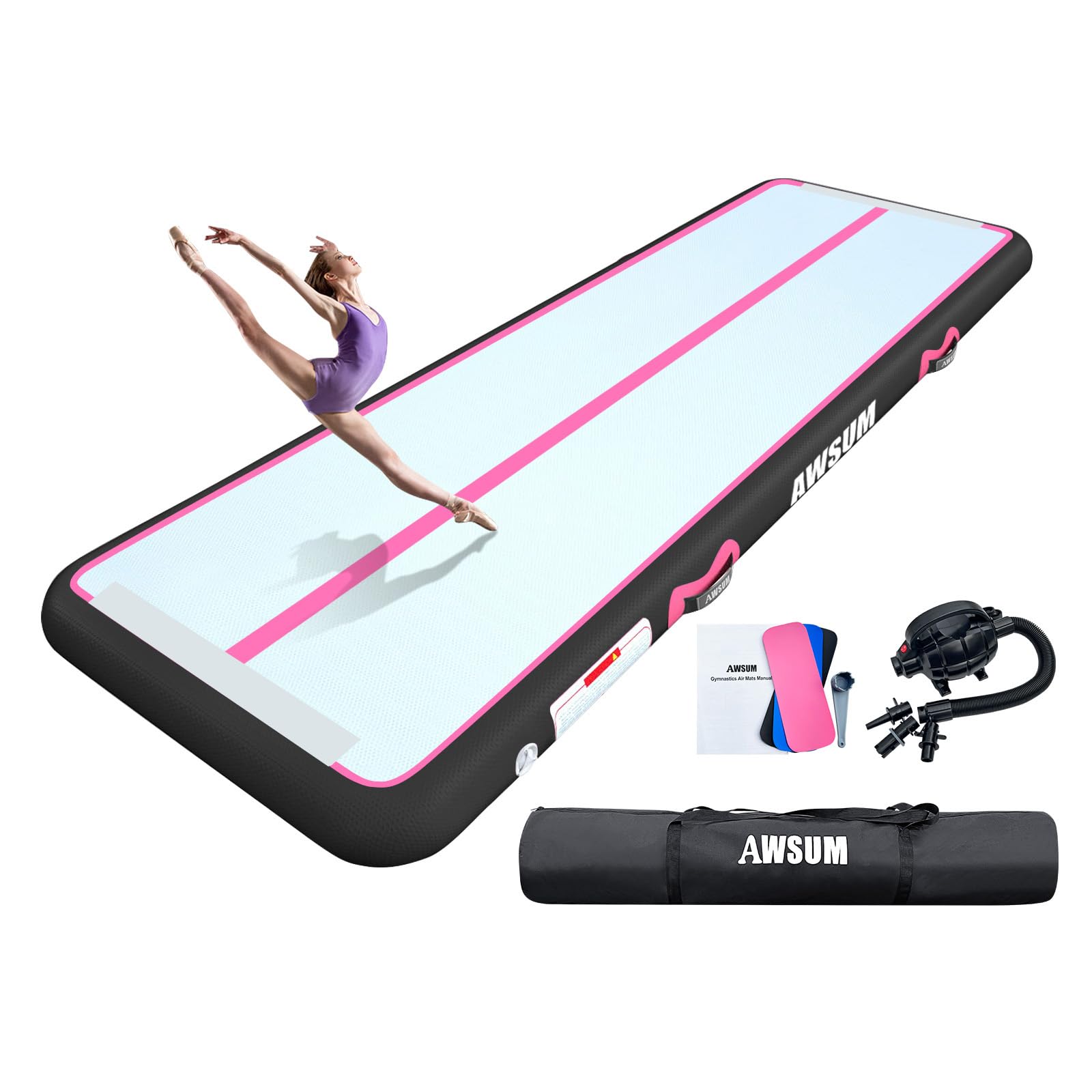 Best Inflatable Air Gymnastics Mat 10ft-23ft - 4/8 Inch Thick Tumbling Training Mat with Electric Pump for Home Gym & Outdoor Use - Perfect for Cheerleading, Yoga, Parkour & Kids Play