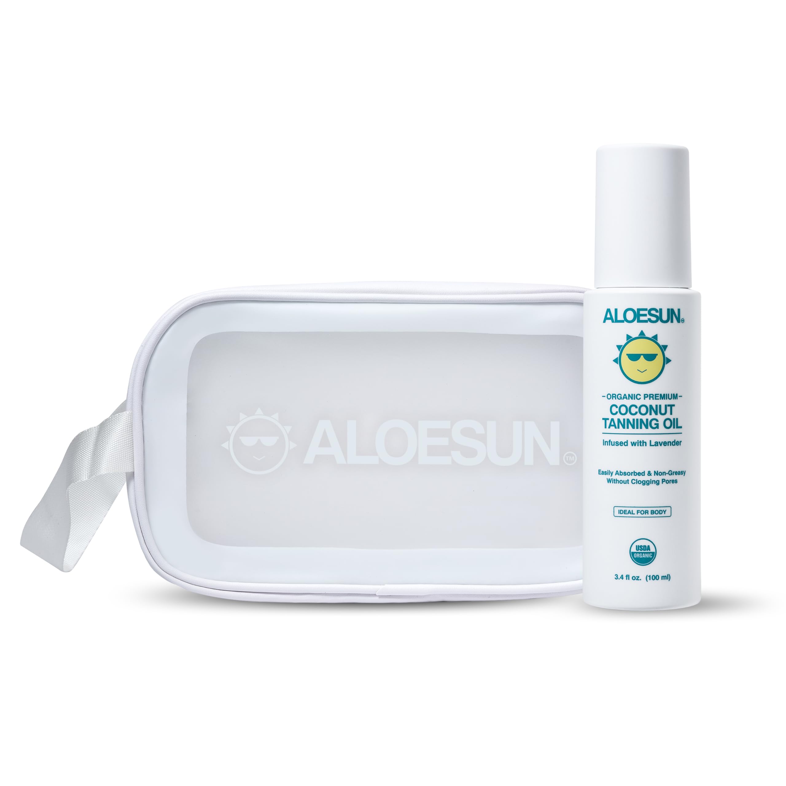 Organic Tanning Travel Size Bundle - Natural Coconut Tanning Oil & Free Beach Bag for Sunbathing, Vacation & Beach Trips