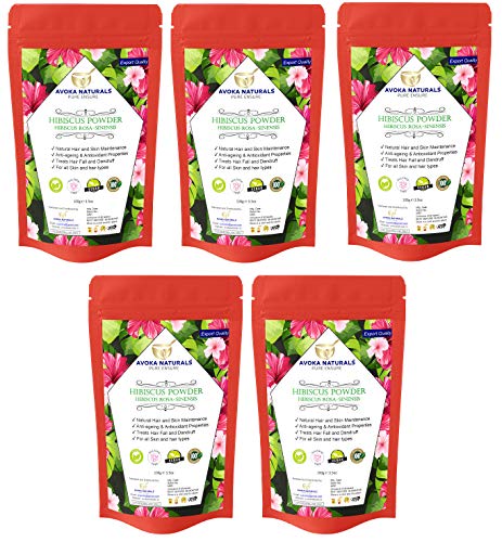 Avoka Naturals Hibiscus Powder for Face & Hair - 500g Organic, Natural Skincare & Haircare Solution - Brightens Skin, Reduces Acne, Promotes Hair Growth - Perfect for DIY Face Masks, Hair Treatments & Beauty Routines
