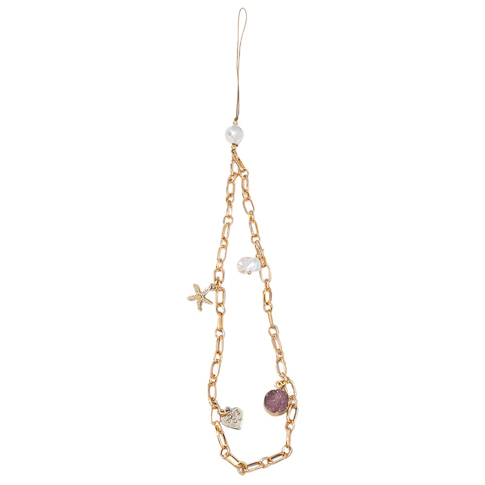 Fashion Metal Charm Chain Phone Lanyard with Pendant - Anti-Lost Wrist Strap for Women & Girls | Stylish Phone Accessory for Everyday Use, Work & Travel