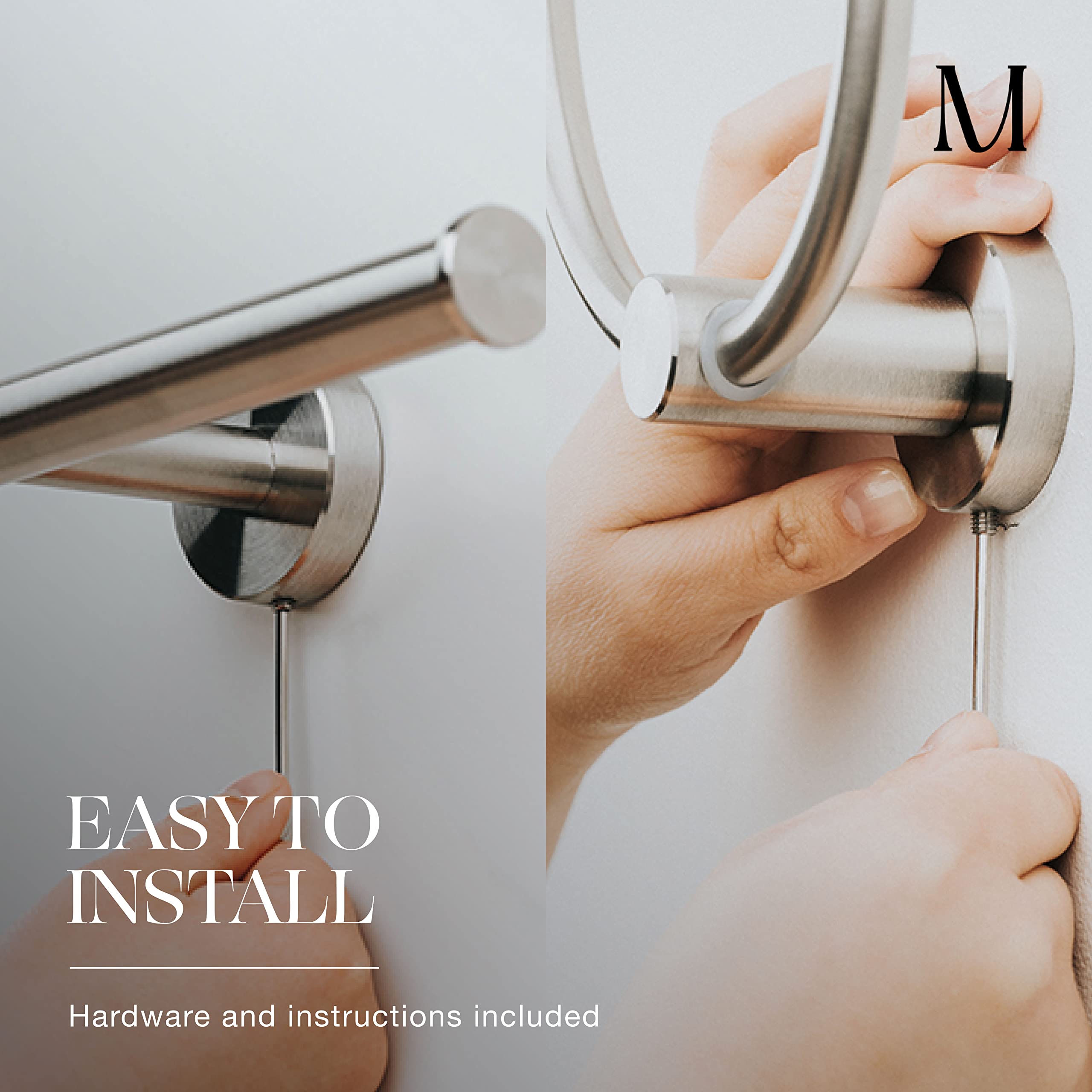 Stainless Steel Bathroom Set - 2-Pc Towel & Toilet Paper Holder for Wall Mount - Brushed Steel Hardware for Modern Bathrooms