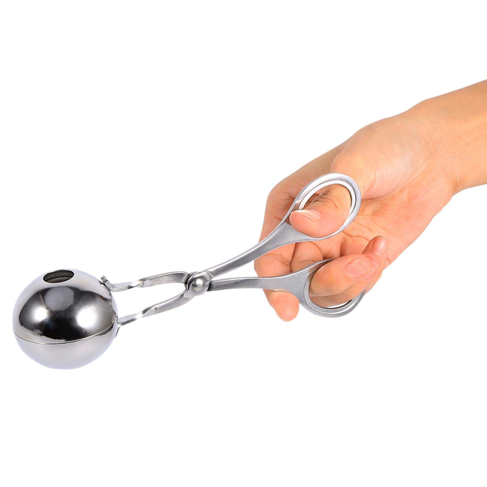 Premium Stainless Steel Meatball Scoop - Non-Stick Cookie Dough & Cake Baller Tool (6.34 x 2.72 Inch) - Perfect for Baking, Ice Cream Scooping & Fruit Balling - Silver Kitchen Utensil for Professional & Home Use