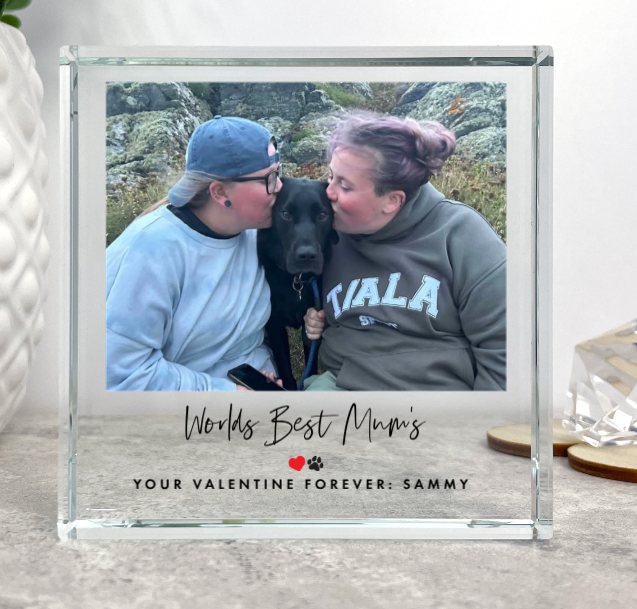 Personalized Pet Heart & Paw Photo Crystal Keepsake - Custom Engraved Memorial Gift for Dogs & Cats - Perfect for Pet Loss Remembrance, Birthday & Anniversary Gifts