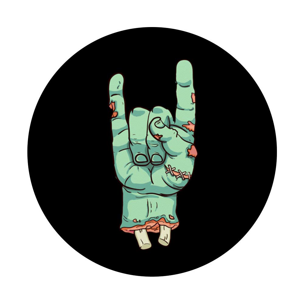 Rock n Roll Rockstar Zombie Sign of the Horn PopSocket PopGrip - Swappable Phone & Tablet Grip for Music Lovers and Horror Fans