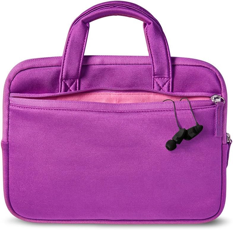 Zipper Sleeve Case for Amazon Fire Kids 7 & 8 Inch Tablets - Protective Purple Pink Cover with Handle, Perfect for School, Travel & Home Storage