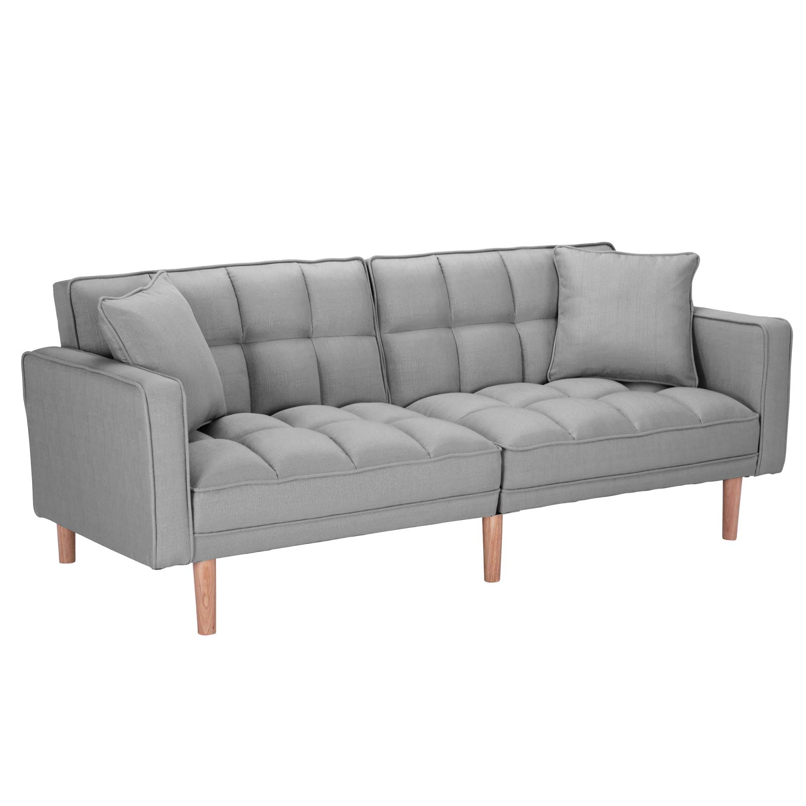 Hapeisy Convertible Futon Sofa Bed with Armrests & 2 Pillows - Multi-Functional Sleeper Couch for Small Spaces, Living Room, Apartment & Guest Room (Perfect for Studio, Dorm & Office)