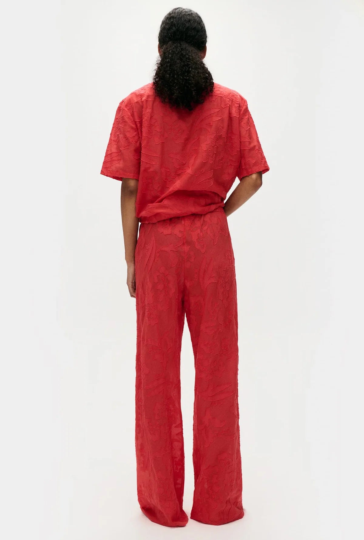 Geranium Silk Bias Cut Clip Pants - Elegant & Comfortable Women's Fashion for Work, Parties & Special Occasions