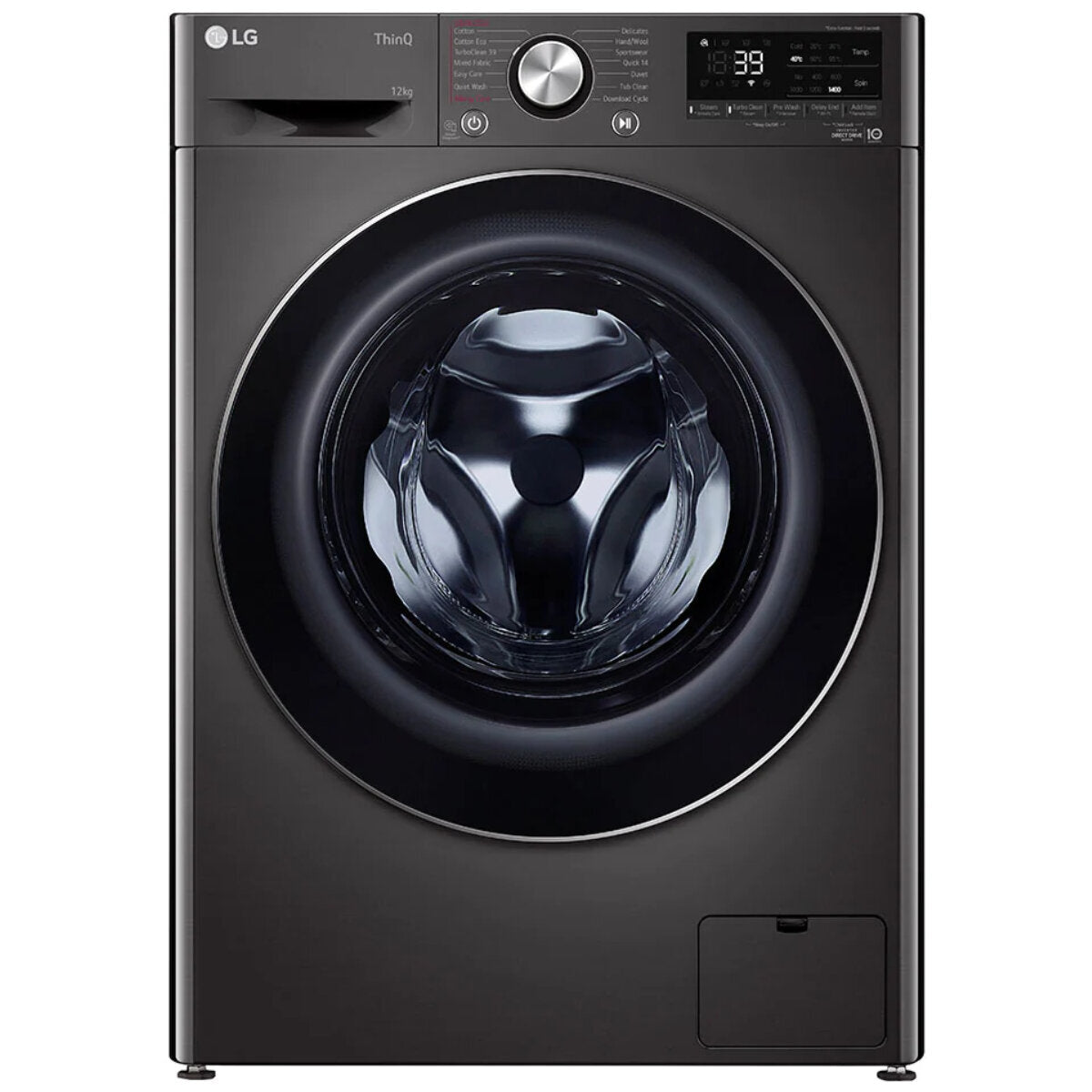 LG Series 9 12kg Front Load Washing Machine - Energy Efficient, Quiet Operation, Black (WV9 1412B) - Perfect for Large Families & Smart Home Laundry Rooms