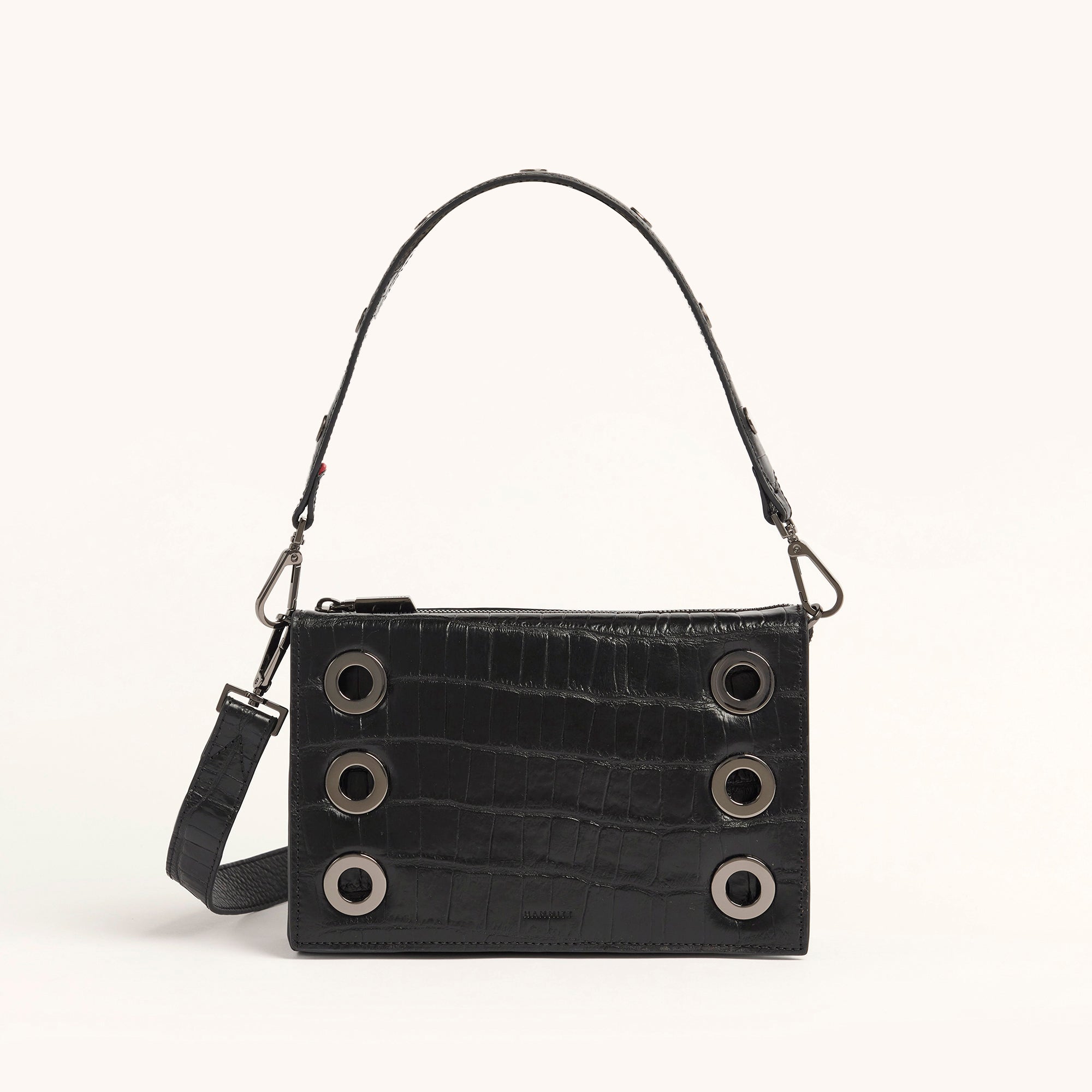 Montana Clutch Evening Bag in Crocodile Embossed Leather with Gunmetal Hardware - Perfect for Parties, Weddings & Special Occasions