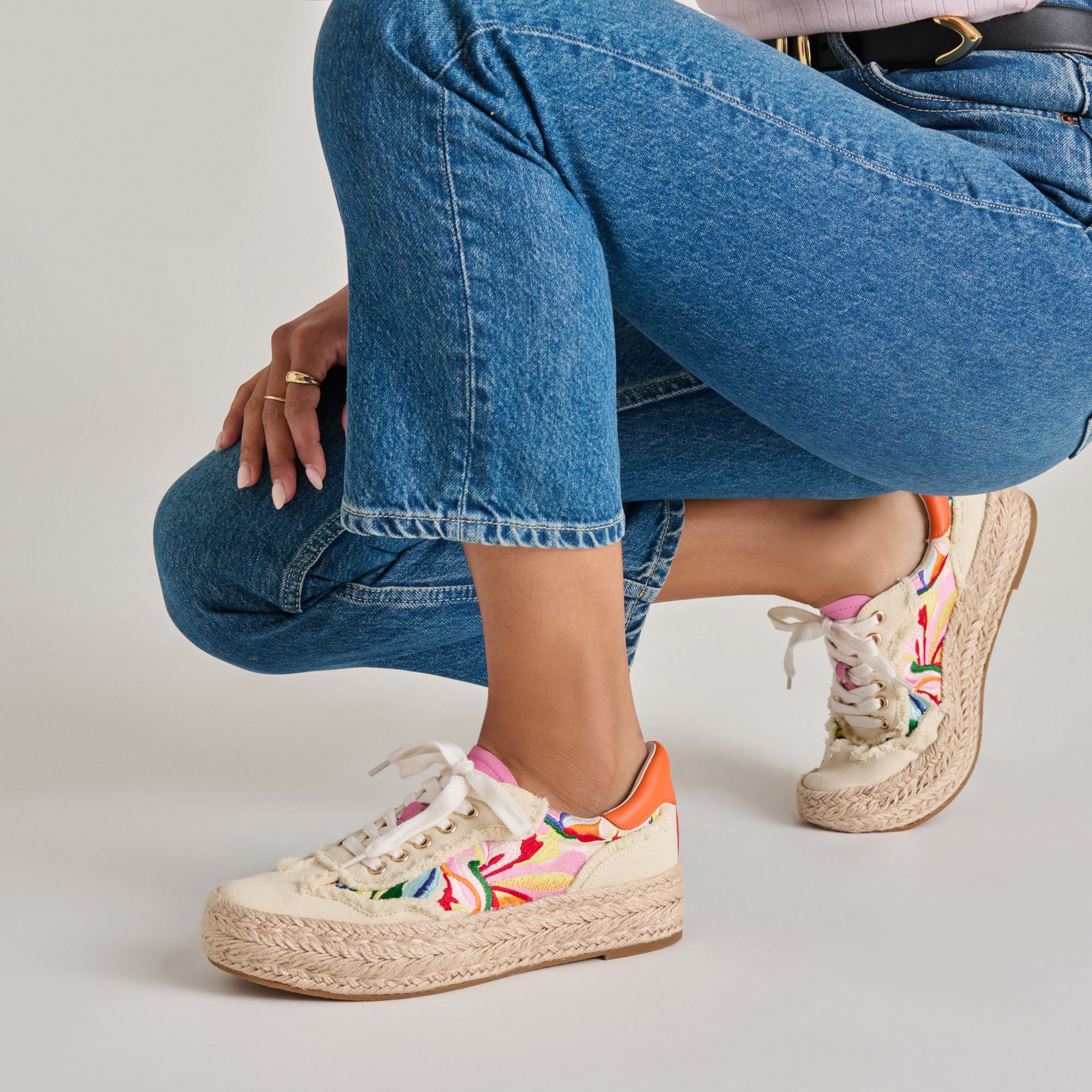 FREDY Floral Multi-Color Canvas Sneakers - Women's Casual Walking Shoes for Spring & Summer Outdoor Activities