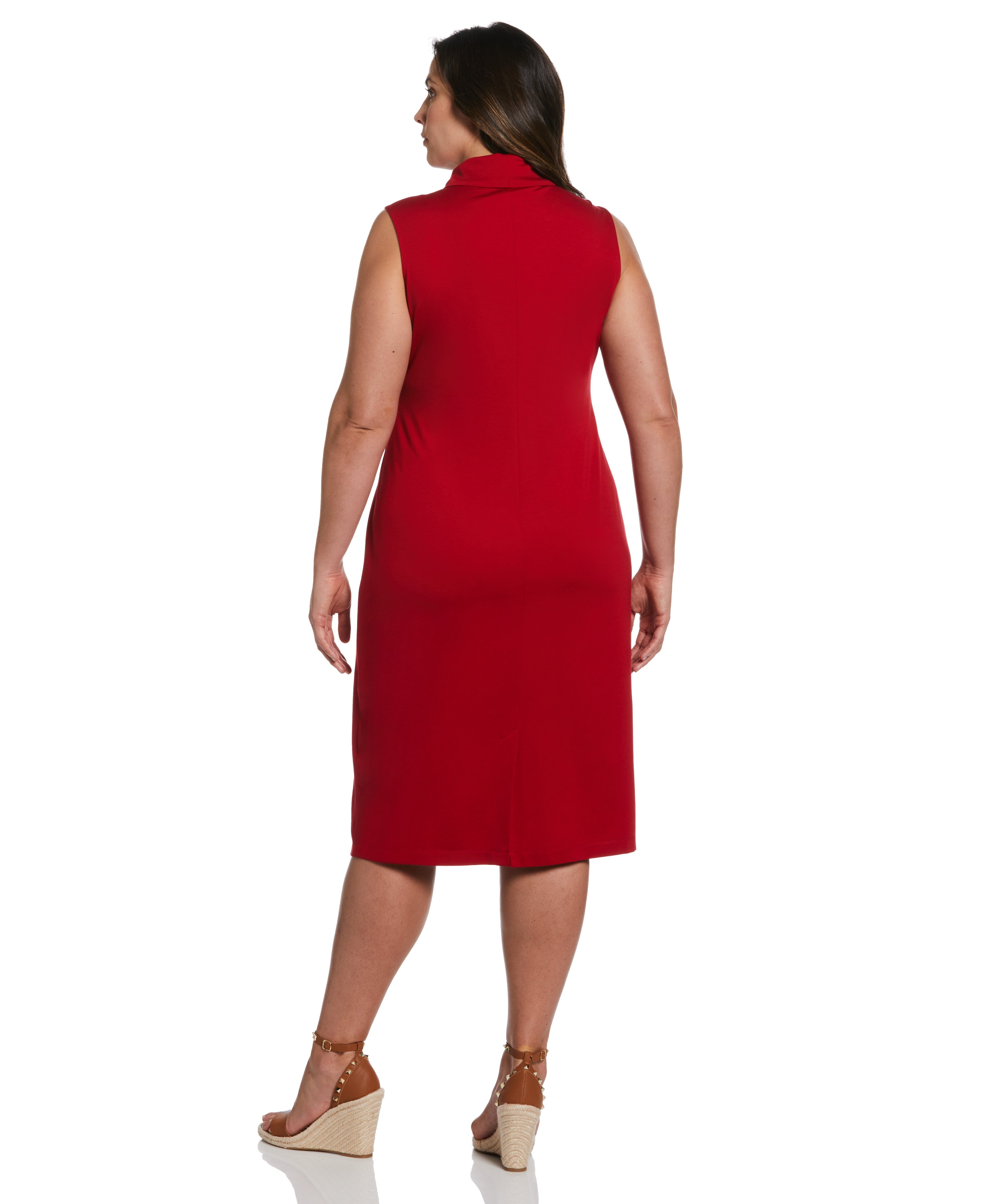 Plus Size Funnel Neck Dress for Women - Elegant Long Sleeve Midi Dress for Work, Party & Special Occasions | Flattering A-Line Silhouette | Available in Sizes 1X-5X
