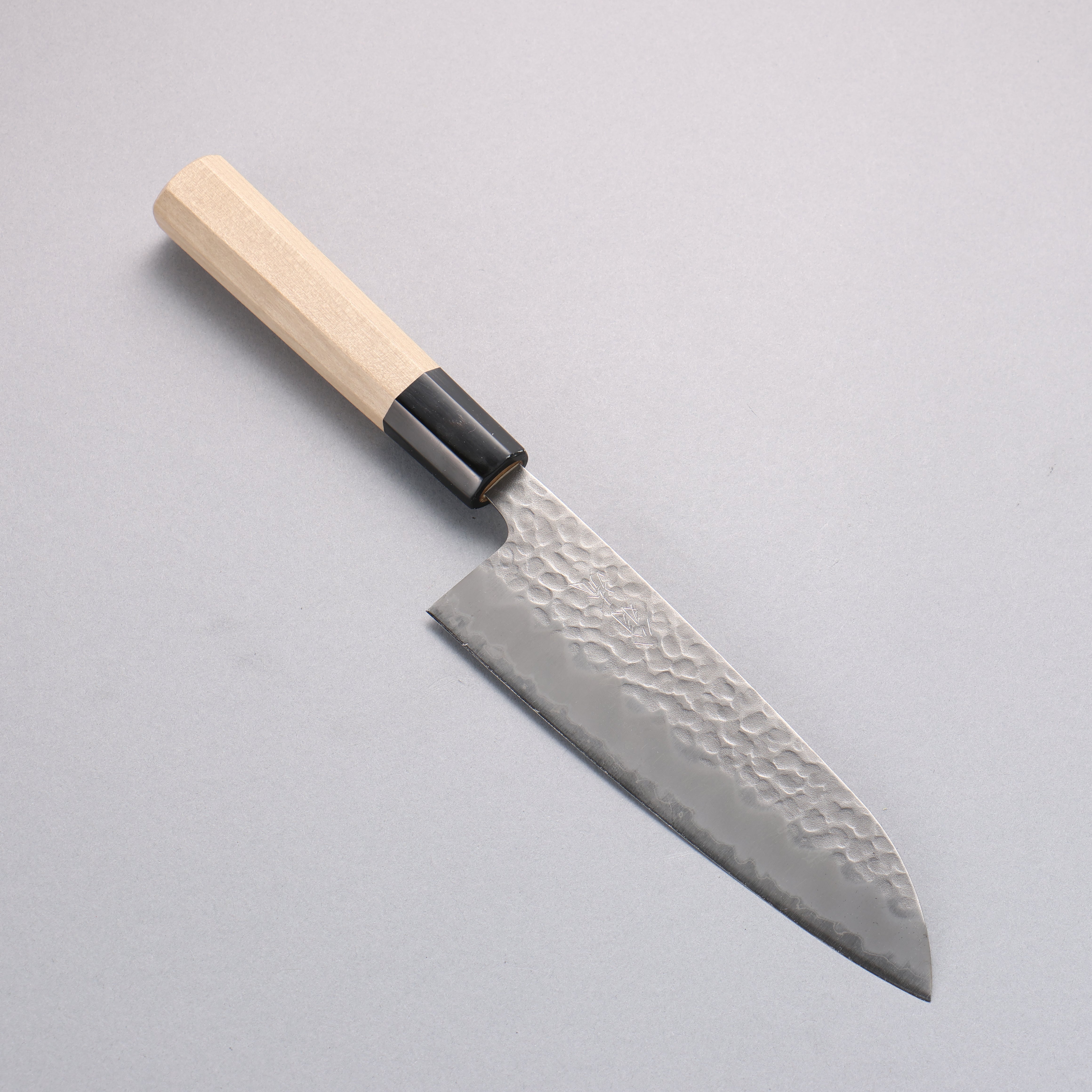 Premium OUL Blue Super Hammered Santoku Knife 165mm - Magnolia Wood Handle - Japanese Kitchen Knife for Slicing, Dicing & Chopping Vegetables, Meat & Fish - Perfect for Home Chefs & Professional Cooks