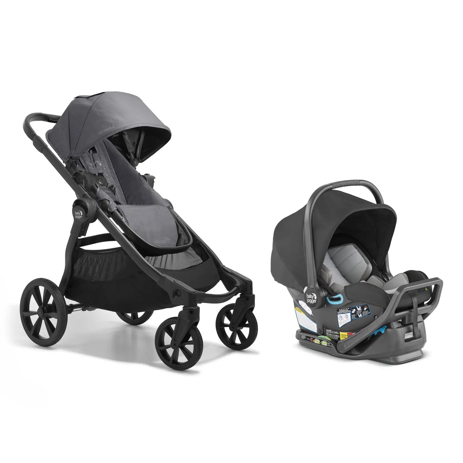 Baby Jogger City Select 2 Travel System Stroller - Lightweight Convertible Car Seat & Bassinet Combo for Newborns to Toddlers - Perfect for Urban Walking, Jogging, and Family Outings