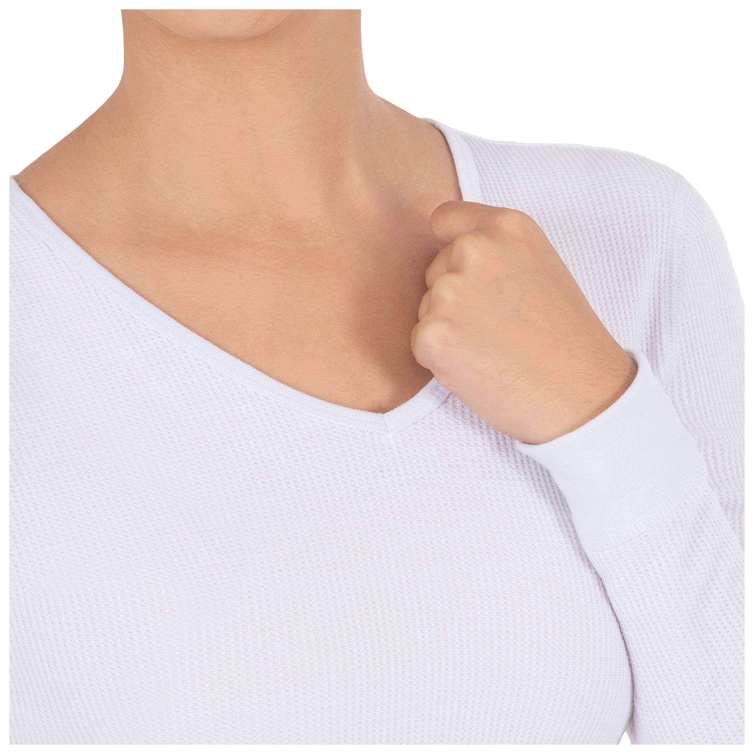 Fruit of the Loom Women's Micro Waffle Thermal V-Neck Long Sleeve Shirt - Soft & Warm Winter Base Layer for Layering, Casual Wear & Outdoor Activities