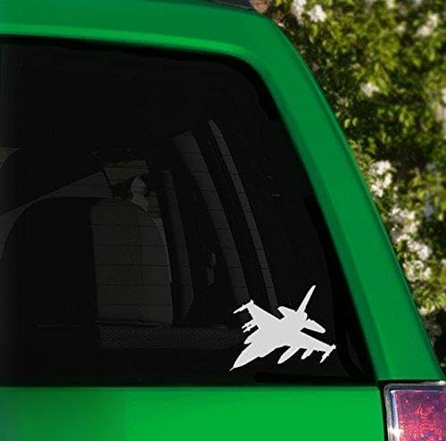 F-16 Fighting Falcon Vinyl Decal Sticker - 8 Inch Grey for Car, Truck, Window, Laptop, Phone - Military Aircraft Decoration for Vehicles & Electronics - Perfect for Aviation Enthusiasts & Patriotic Gifts