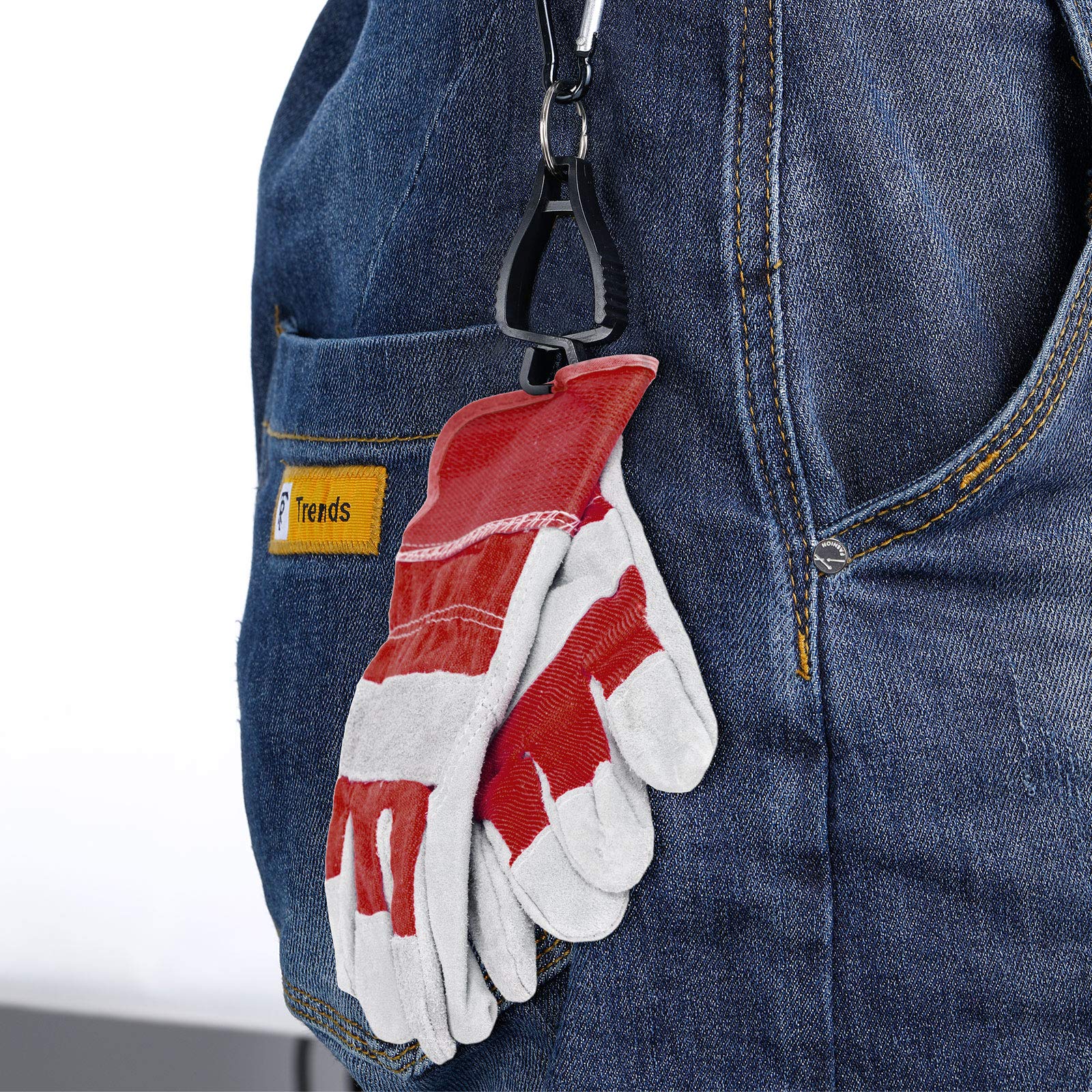 Jetec 6-Pack Black Glove Clips - Heavy Duty Work Glove Holder & Safety Clamp for Construction, Helmets, and Tool Belts - Secure Glove Storage for Job Sites, Workshops, and Outdoor Activities