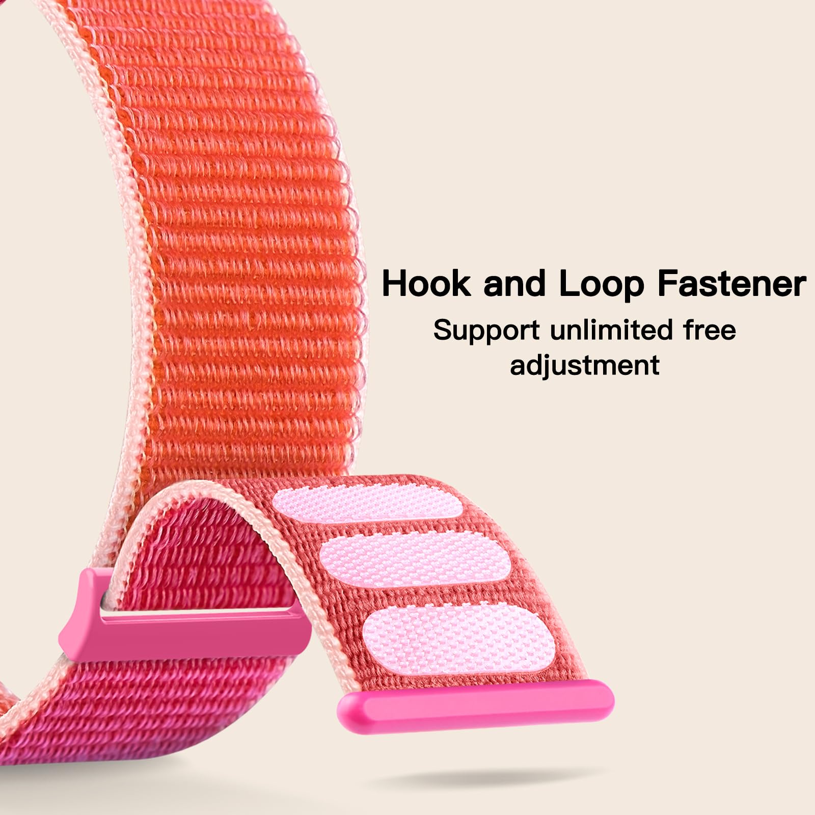 Yoohoo Upgraded Soft Nylon Replacement Watch Band Compatible with Apple Watch Series 10/9/8/7/6/5/4/3/2/1/SE (38mm 40mm 41mm 42mm) - Shock Pink - Comfortable & Durable Strap for Women & Men | Perfect for Workouts, Running & Everyday Wear