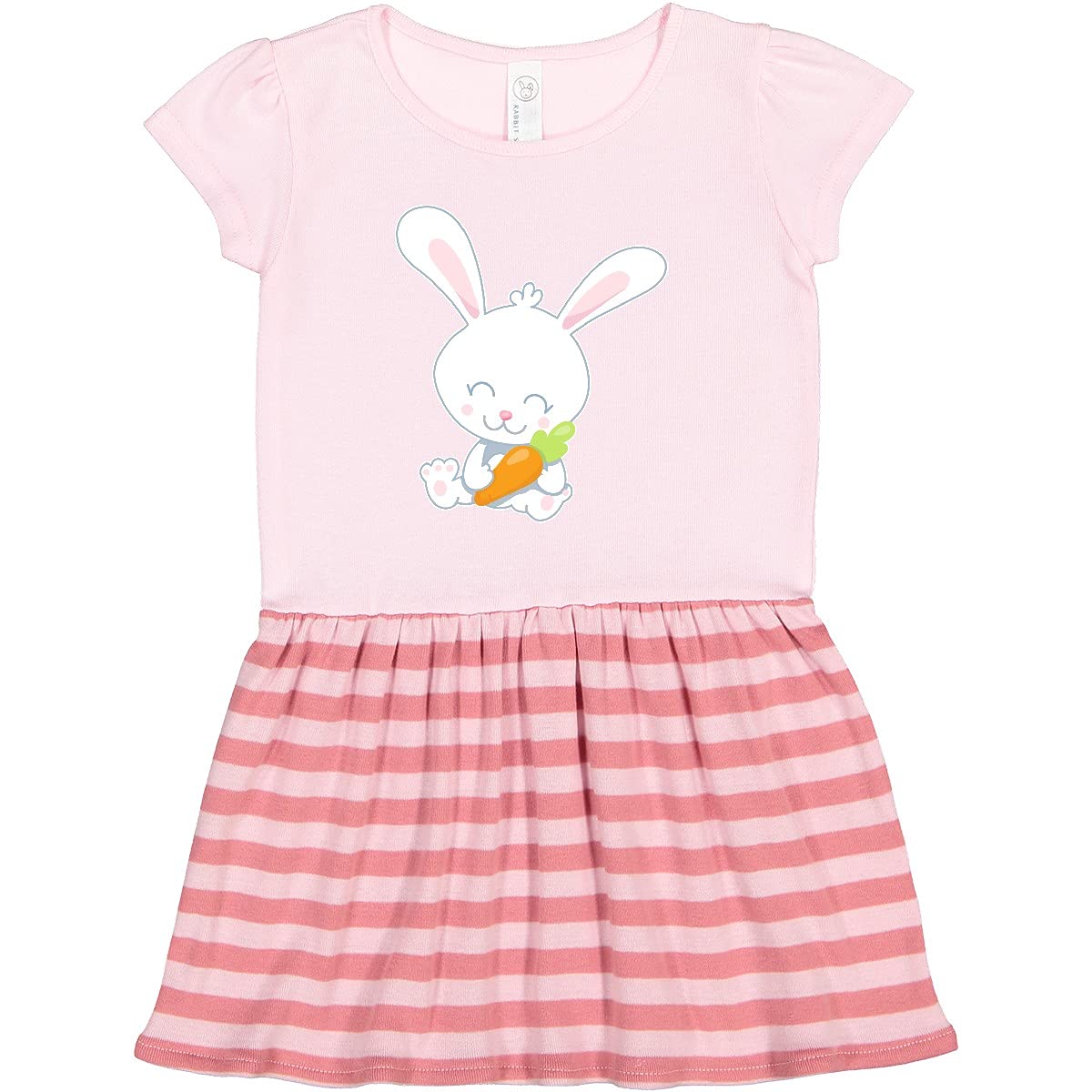 Inktastic Cute Easter Bunny Holding Carrot Toddler Dress - Soft Cotton Easter Outfit for Baby Girls, Perfect for Easter Sunday, Spring Photoshoots & Family Gatherings