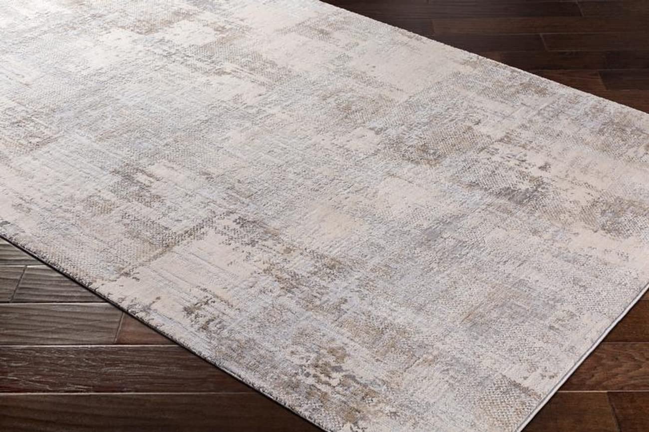 Mark&Day Modern Light Gray Area Rug 9x12 - Soft Polle Design in Grey Beige White - Non-Slip Living Room Rug, Bedroom Carpet, Kitchen Floor Mat (9' x 12'4