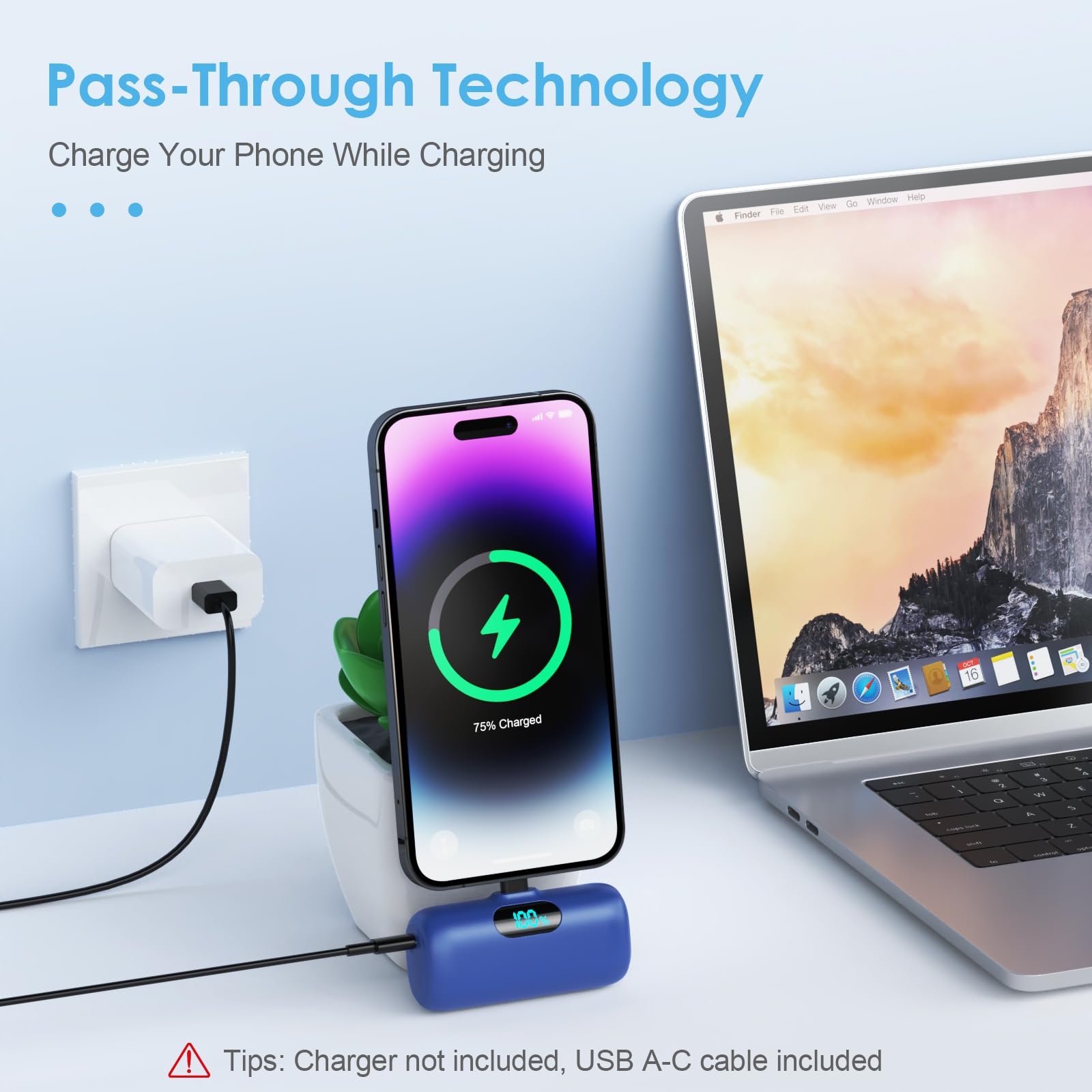 5000mAh PD Fast Charging Power Bank for iPhone - Portable Mini External Battery Pack Compatible with iPhone 14/13/12/11/X/8/7/6 - Perfect for Travel, Camping & Emergency Charging (Blue)