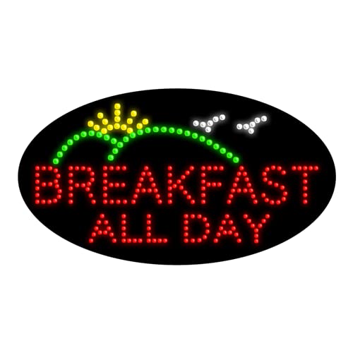 Breakfast All Day LED Dots Sign #24575 - Vintage Diner Style Neon Light for Restaurants, Cafes & Home Decor