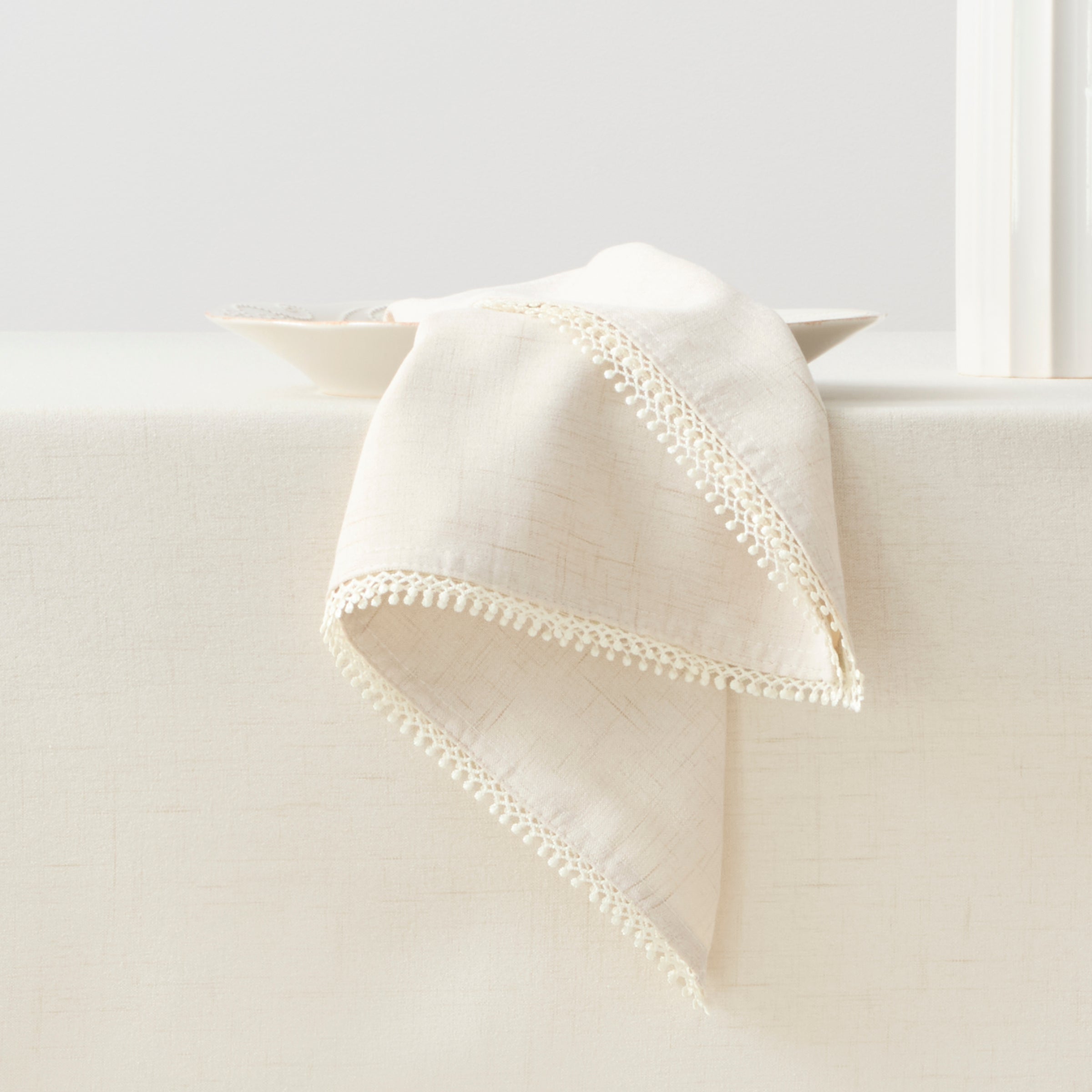 French Perle Natural 19x19 Inch Linen Napkins - Set of 4 Premium Dinner Napkins for Elegant Dining & Special Occasions